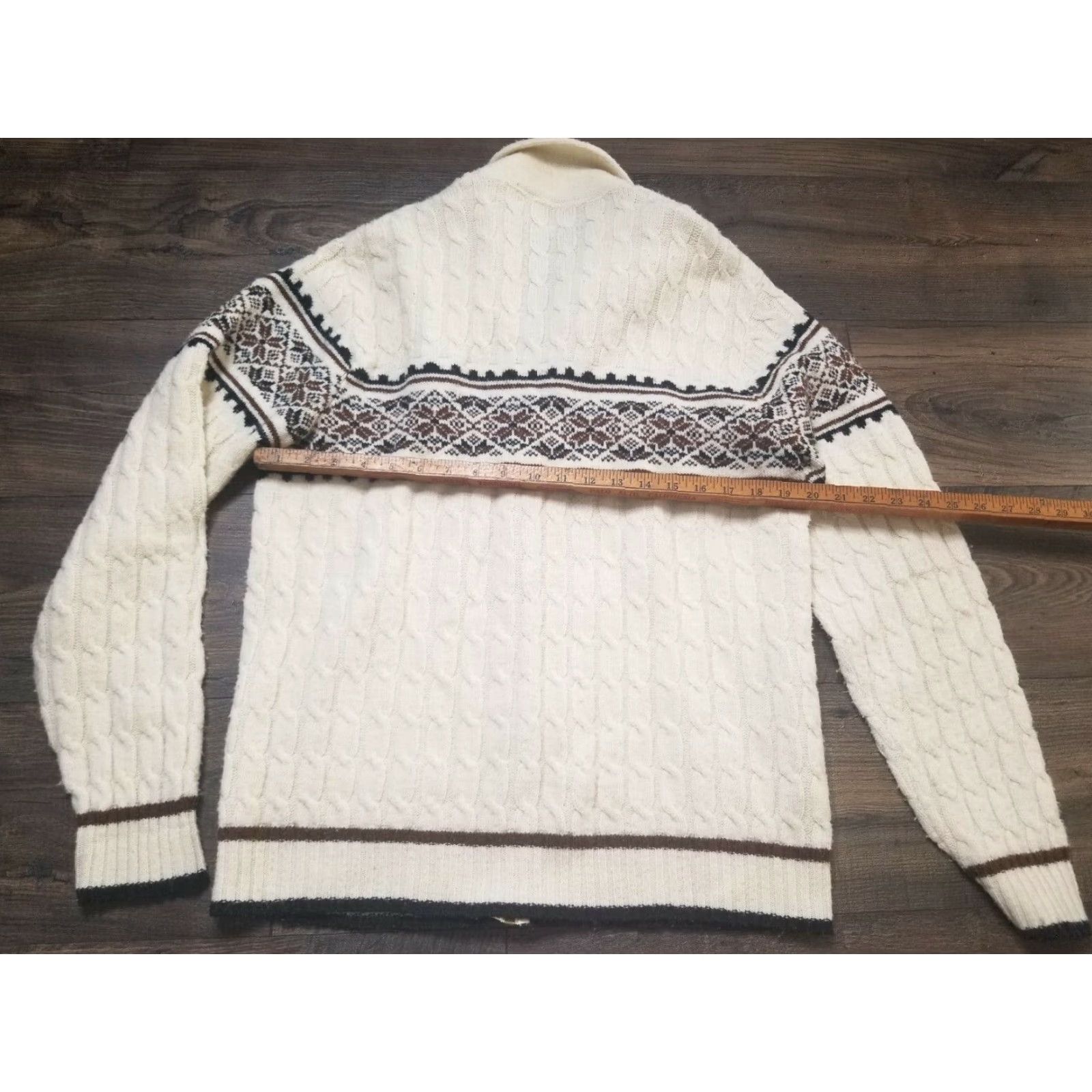 Vintage VINTAGE Lord Jeff Men's Sweater Cardigan Zip Full Zip Fair Isle Chunky Knit L Ivory 60s 70s Mens Knitwear Size US L / EU 52-54 / 3 - 2 Thumbnail