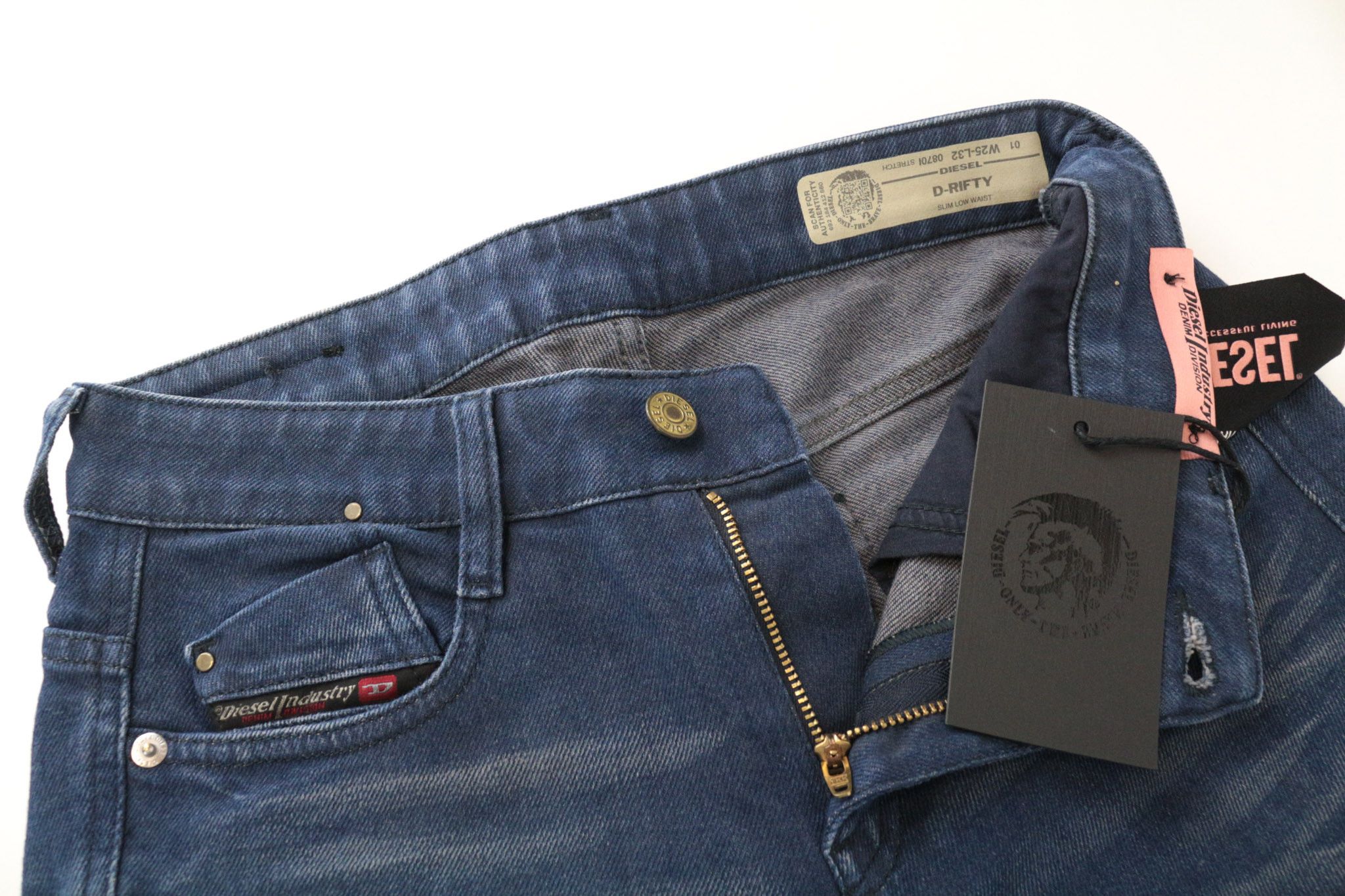 Diesel D-RIFTY 0870I W25/L32 Blue Cotton Stretch Jeans 69376 Size 25" / US 0 / IT 36 - 3 Thumbnail