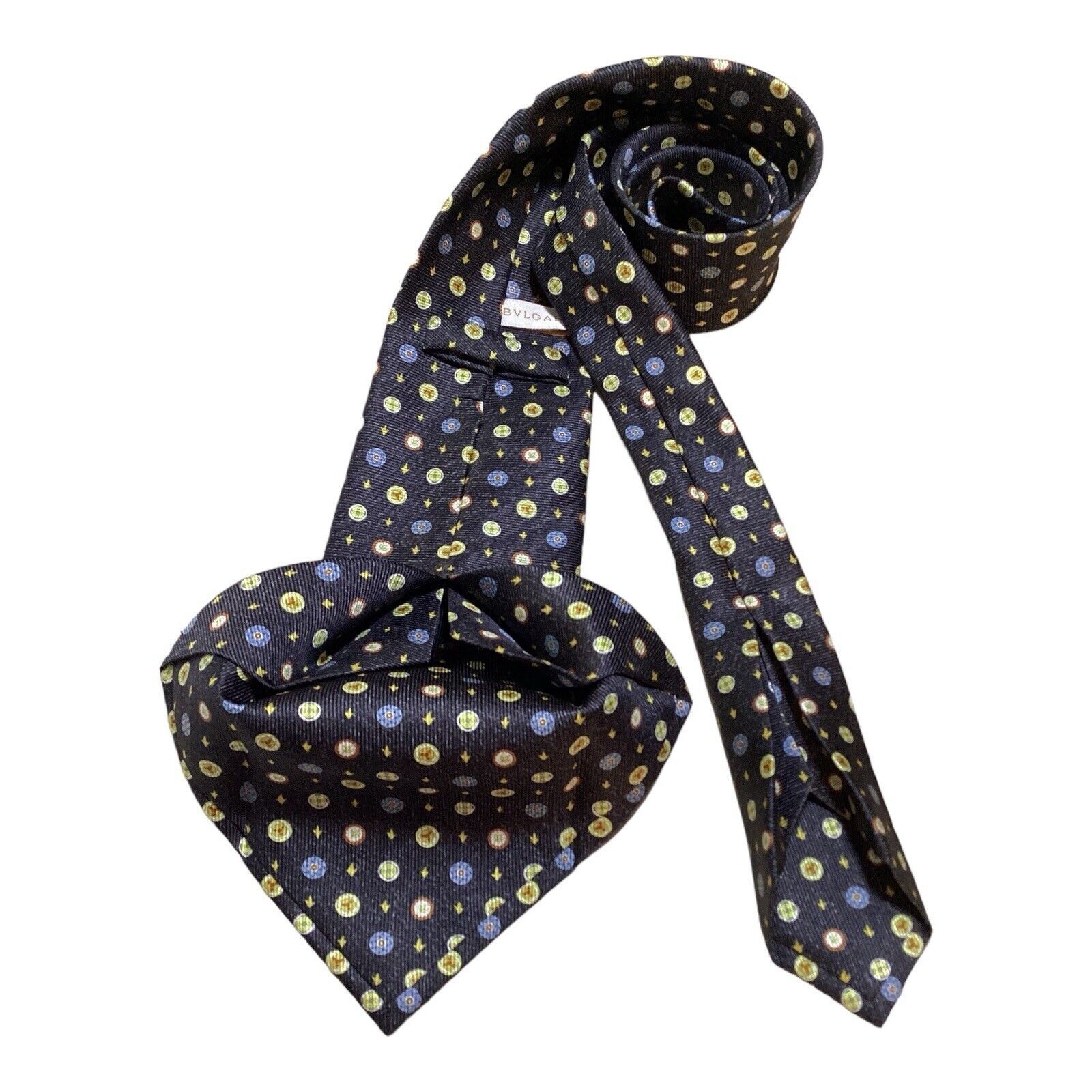 Bvlgari BVLGARI 7Fold Navy Beyblade Print Silk Tie Italy W: 4" NWOT Size ONE SIZE - 5 Thumbnail