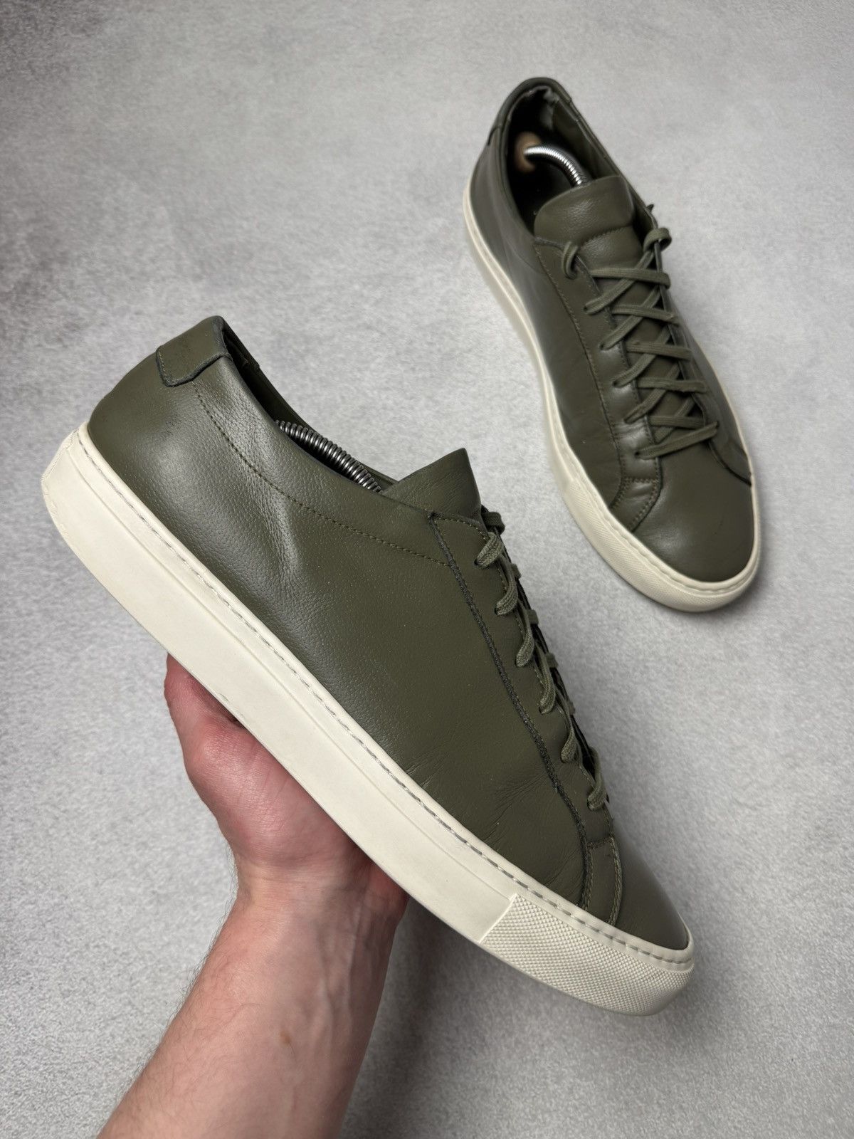 Common Projects Common Projects Achilles Olive Leather Sneakers Size US12 Size US 12 / EU 45 - 6 Thumbnail
