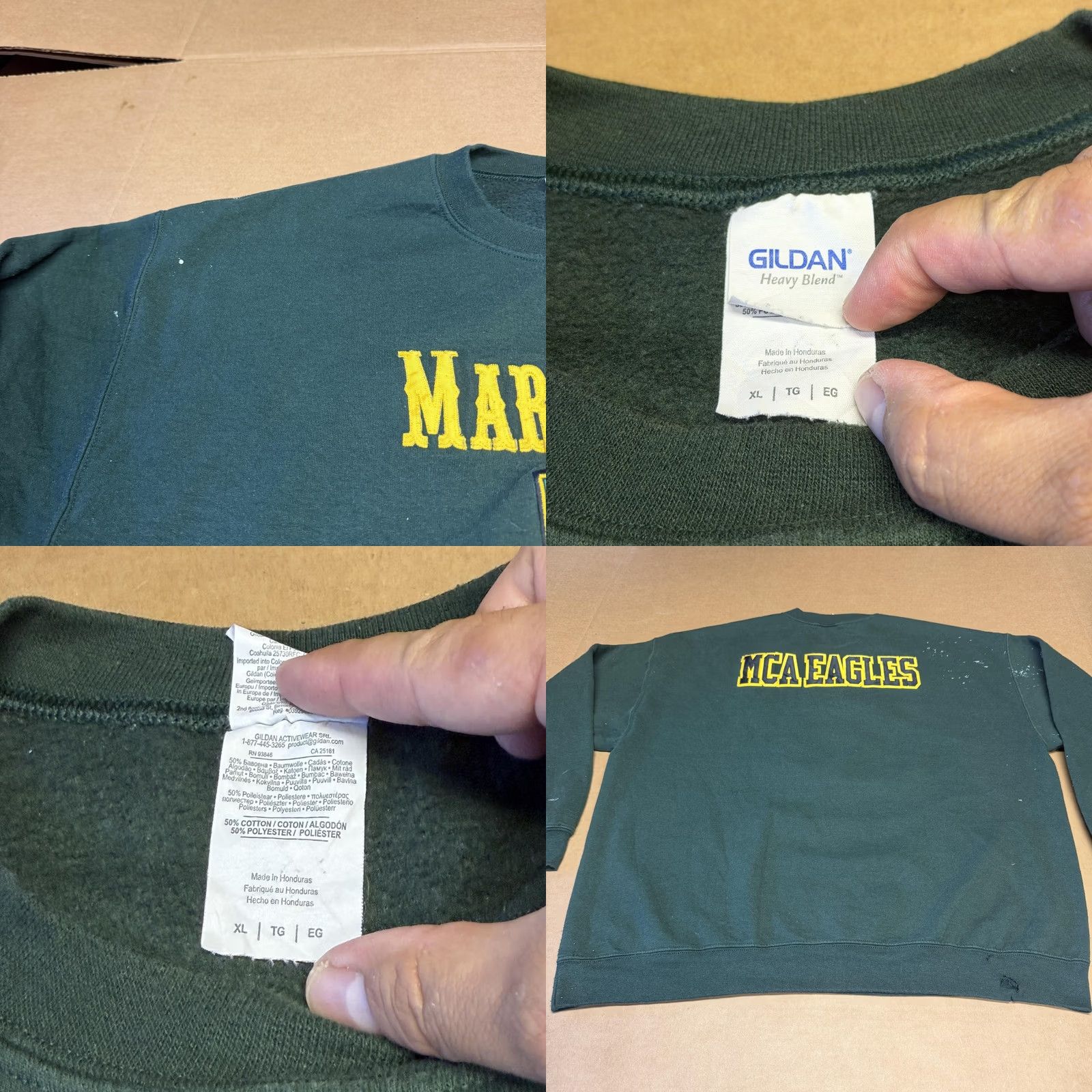 Gildan Gildan Heavy Blend Sweatshirt Mens XL Green Maranatha 2021 MCA Eagles Graphic Crew Neck Pullover Fleece Size US XL / EU 56 / 4 - 8 Thumbnail