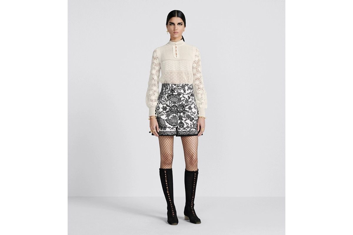 Dior o1bcso1str0225 Crochet-Effect Sweater in Ecru Size L / US 10 / IT 46 - 4 Thumbnail