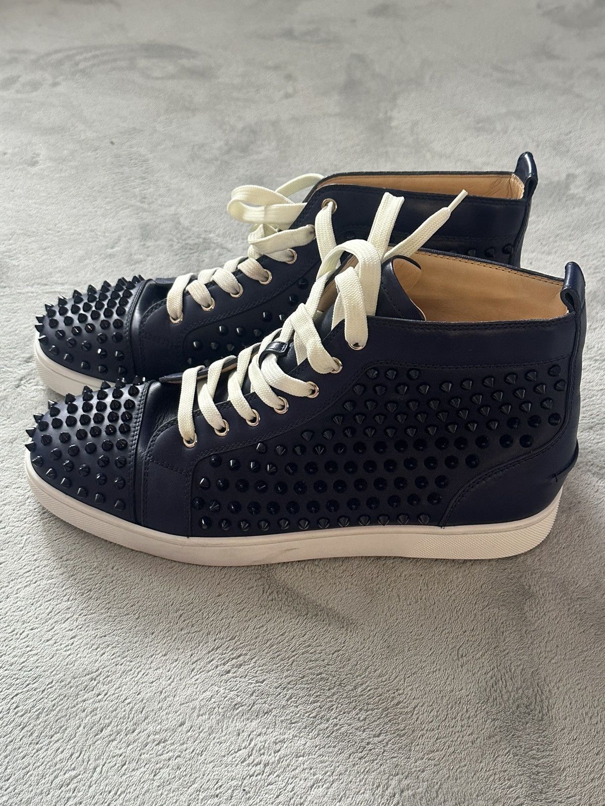 Christian Louboutin Christian Louboutin Navy Blue Spike Sneakers Size US 11.5 / EU 44-45 - 1 Thumbnail