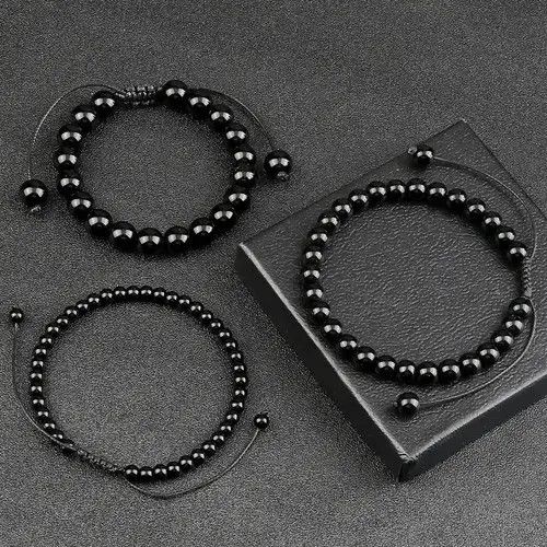 Handmade × Jewelry Beaded Bracelet Handmade Natural Stone Shiny Black Size ONE SIZE - 1 Thumbnail