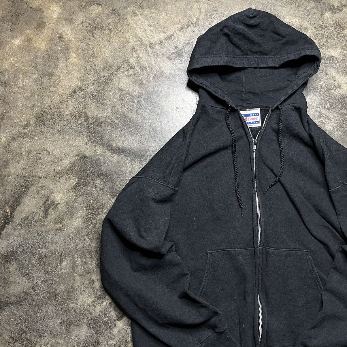 Vintage Vintage Thrashed Blank Zip Up Hoodie 90s Baggy Size US XL / EU 56 / 4 - 3 Thumbnail