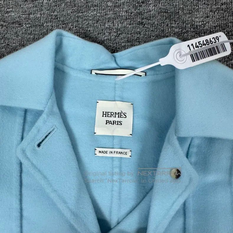 Hermes Hermes Baby blue cashmere coat Size XXS / US 00 / IT 34 - 5 Thumbnail