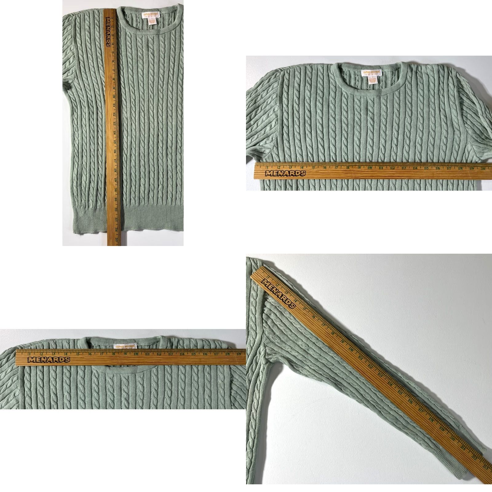 Brooks Brothers VINTAGE Brooks Brothers Women's Crewneck Pullover Sweater - Cable Knit - Green - 100% Cotton - Size L - Made in USA Size L / US 10 / IT 46 - 8 Thumbnail