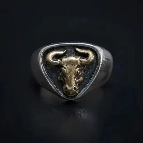 Other Retro Personality Bull Pattern Ring Open Size Size ONE SIZE - 4 Thumbnail