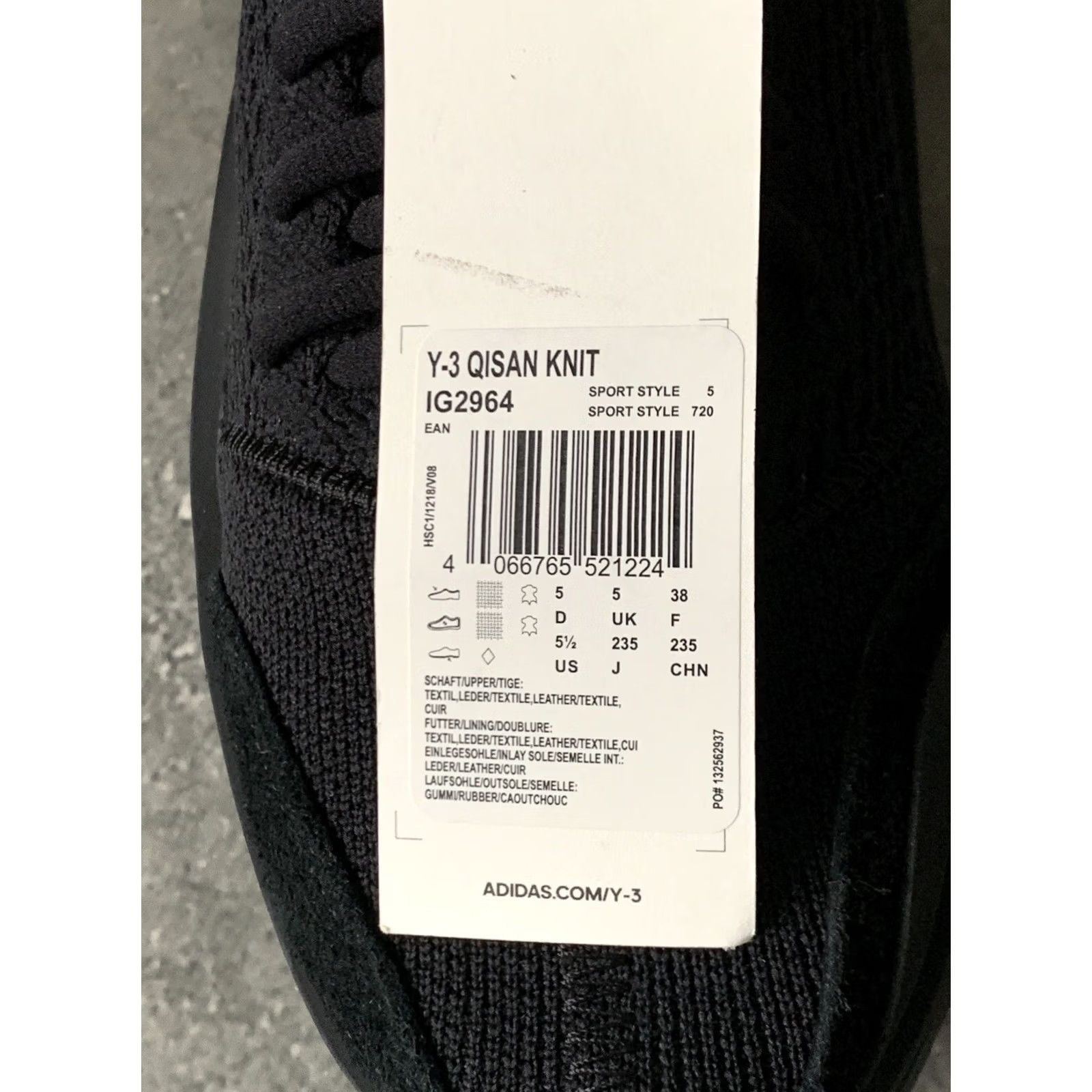 Adidas ADIDAS x YOHJI YAMAMOTO Y-3 QISAN KNIT SNEAKER Size US 5 1/2, UK 5, EU 38, 235 mm, Black, Men, Sneaker Size US 5 / EU 37 - 8 Thumbnail