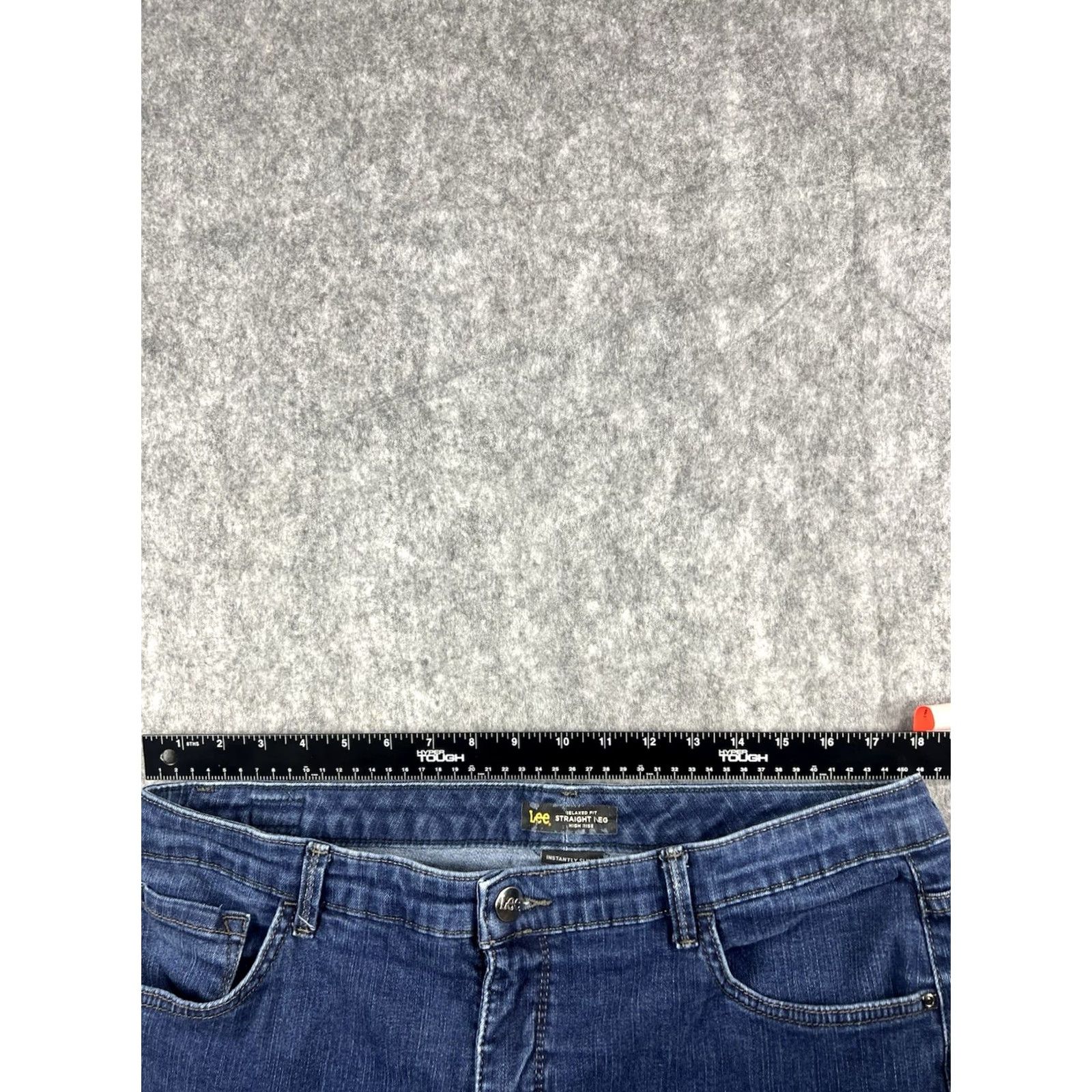 Lee Lee Jeans Relaxed Fit Straight Leg High Rise Denim 18M Women’s Slimming Stretch Pockets Blue 34x27 Regular Modern Denim Jeans Womens Size 24" / US 00 / IT 34 - 3 Thumbnail