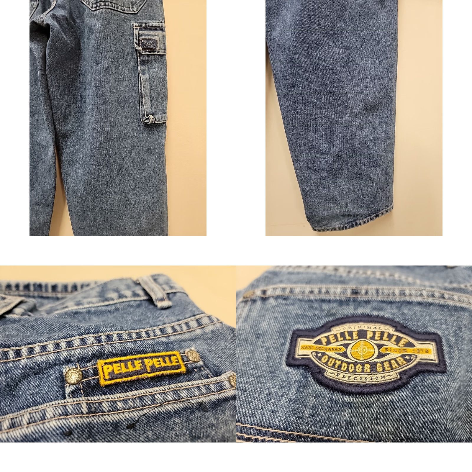 Pelle Pelle VINTAGE Pelle Pelle Jeans Mens 30 Blue Denim Cargo 90s Pocket Distressed 31x31 Regular Relaxed Cotton Denim Jeans Mens Size US 30 / EU 46 - 9 Thumbnail