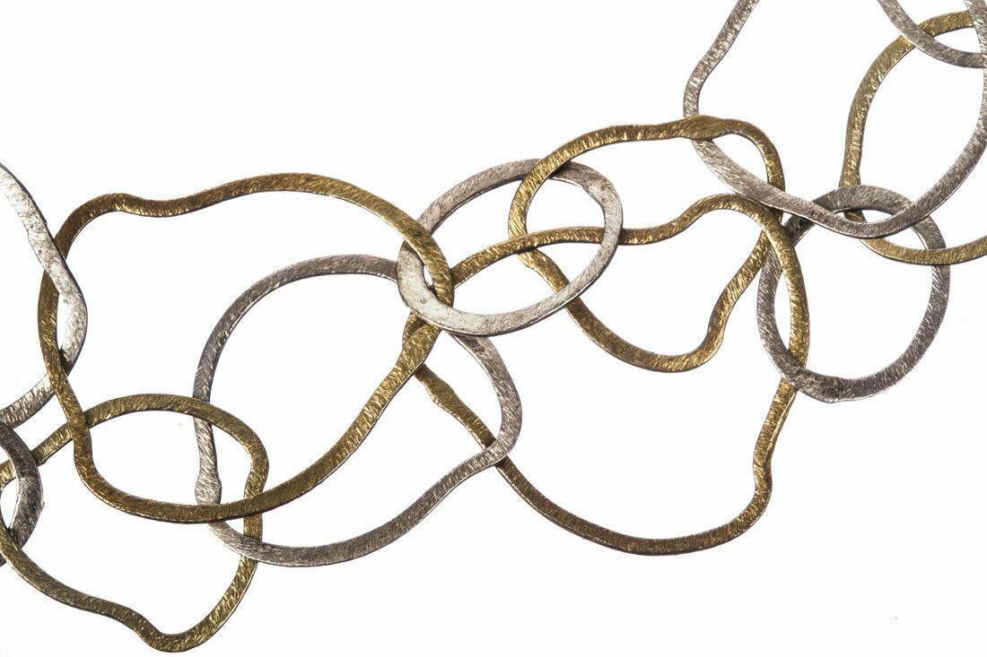 Designer Sterling Silver Etched Flat Link Flapper Necklace Size ONE SIZE - 4 Thumbnail