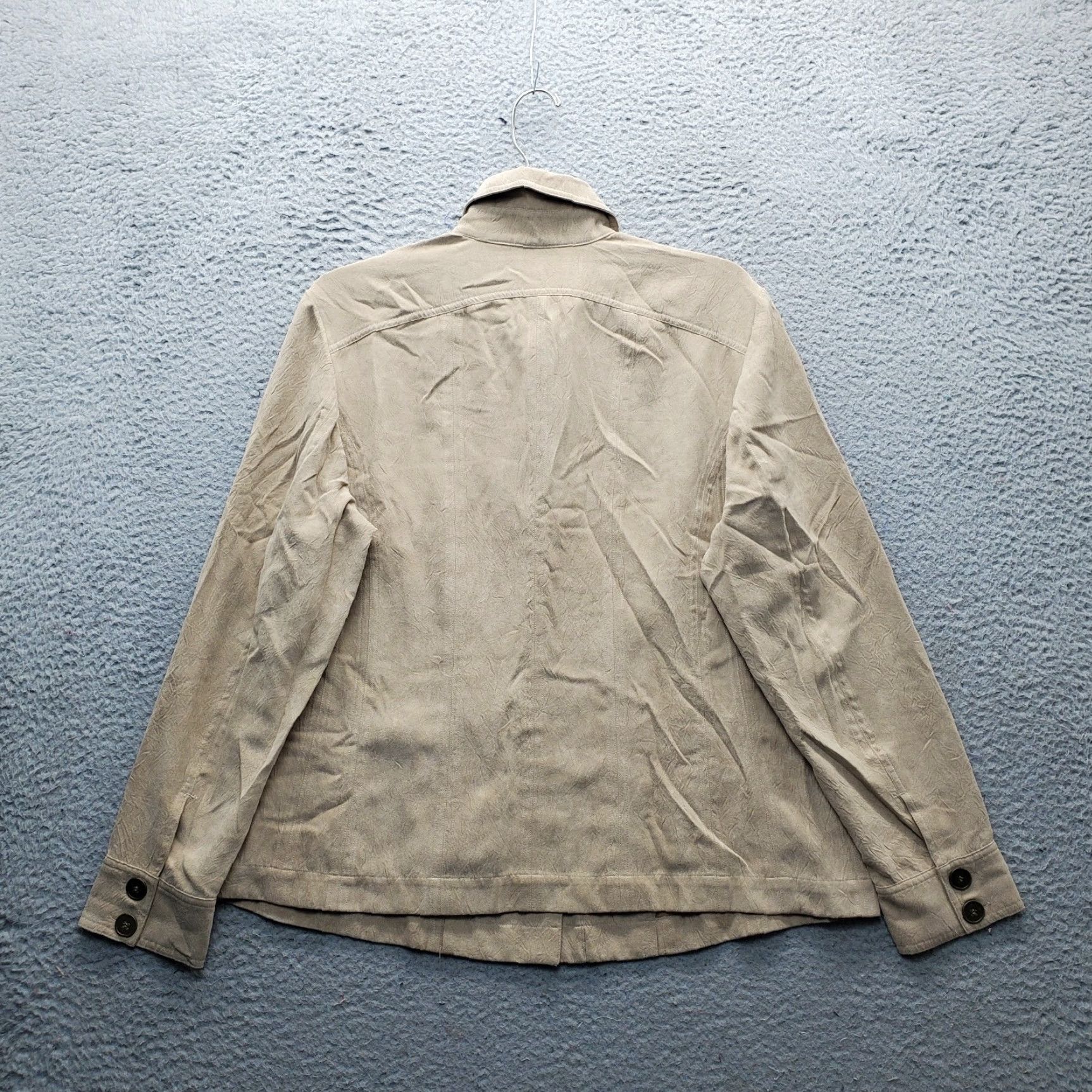 Vintage Chico's Jacket Womens Tan Lightweight Long Sleeve Collared Button Front - Size Womens Size: 2 - Brown - Jacket Size XS / US 0-2 / IT 36-38 - 2 Thumbnail