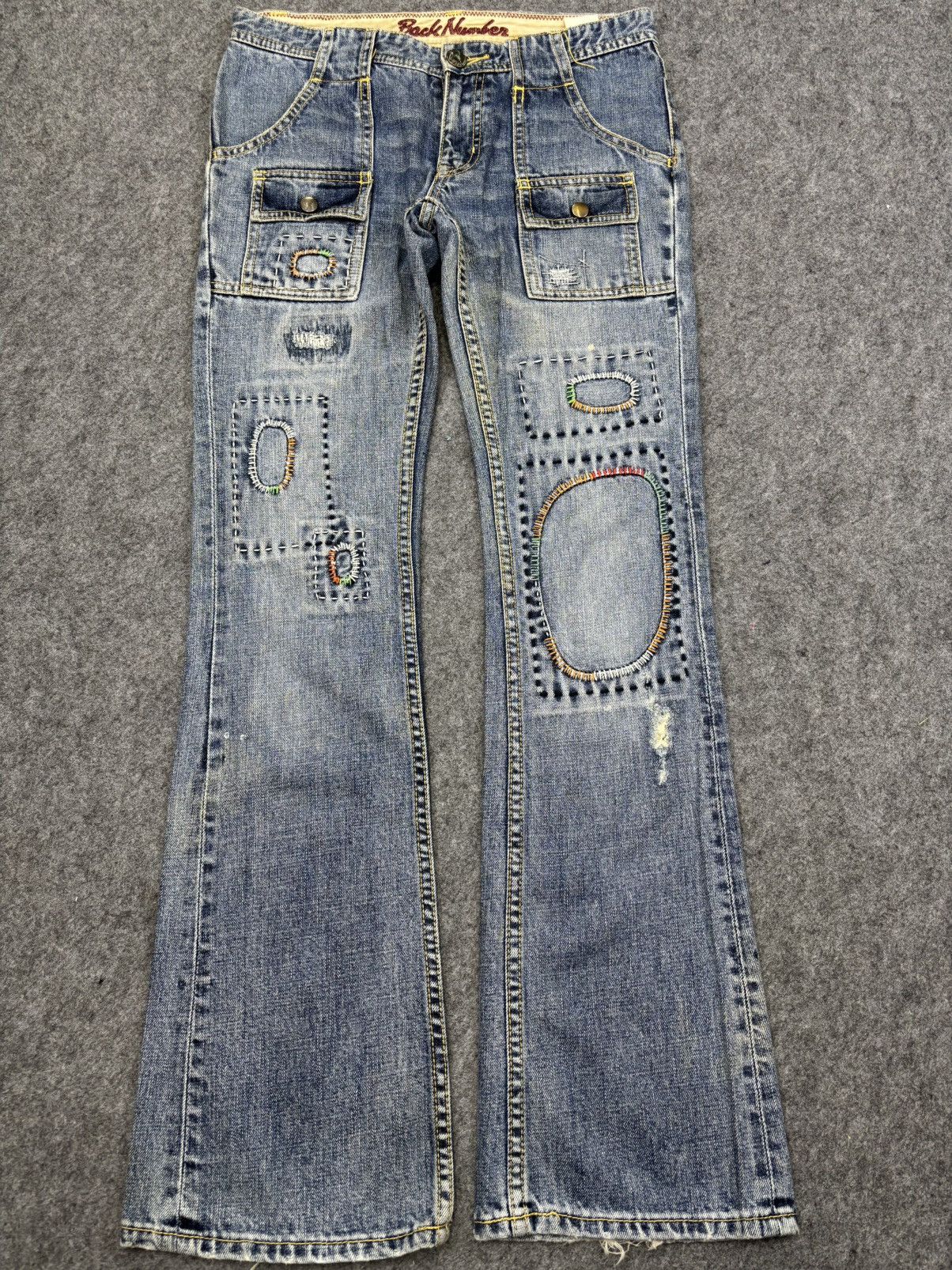 Japanese Brand 💥Crazy Work Flare💥Back Number Sashiko Patchwork Denim F849 Size US 30 / EU 46 - 11 Thumbnail