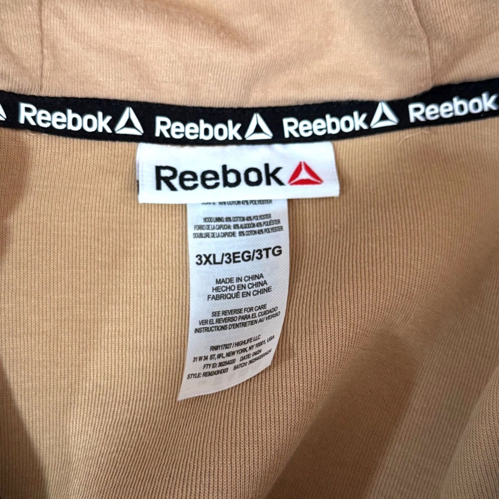 Reebok Reebok Momentum Fleece 3XL Full Zip Hoodie REM243HD03 Tech Athleisure Streetwear Hoodie Mens 3XL Beige Tan Size US XXL / EU 58 / 5 - 5 Thumbnail