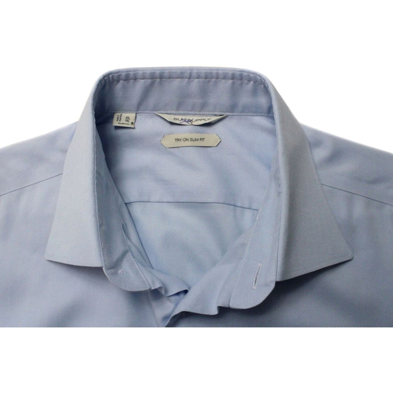 Suitsupply SUITSUPPLY Formal Shirt Men's Try On Slim Fit Spread Neck Button Blue 41L / 16L Size 42R - 4 Thumbnail