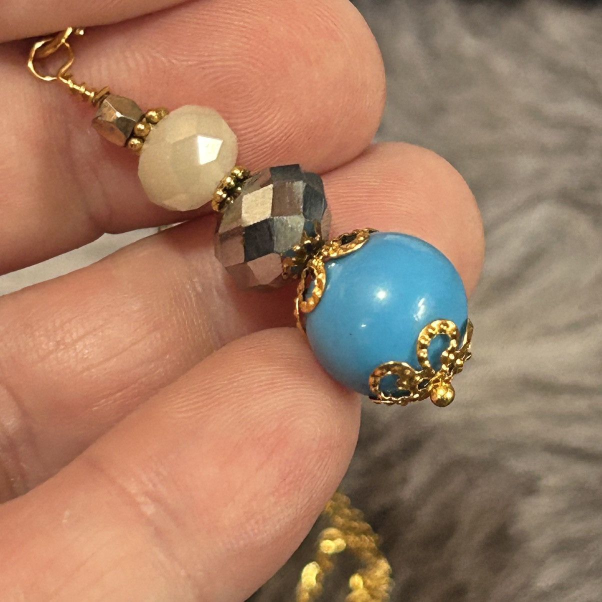 Handmade Handcrafted vintage bead crystal drop pendant necklace Size ONE SIZE - 1 Thumbnail