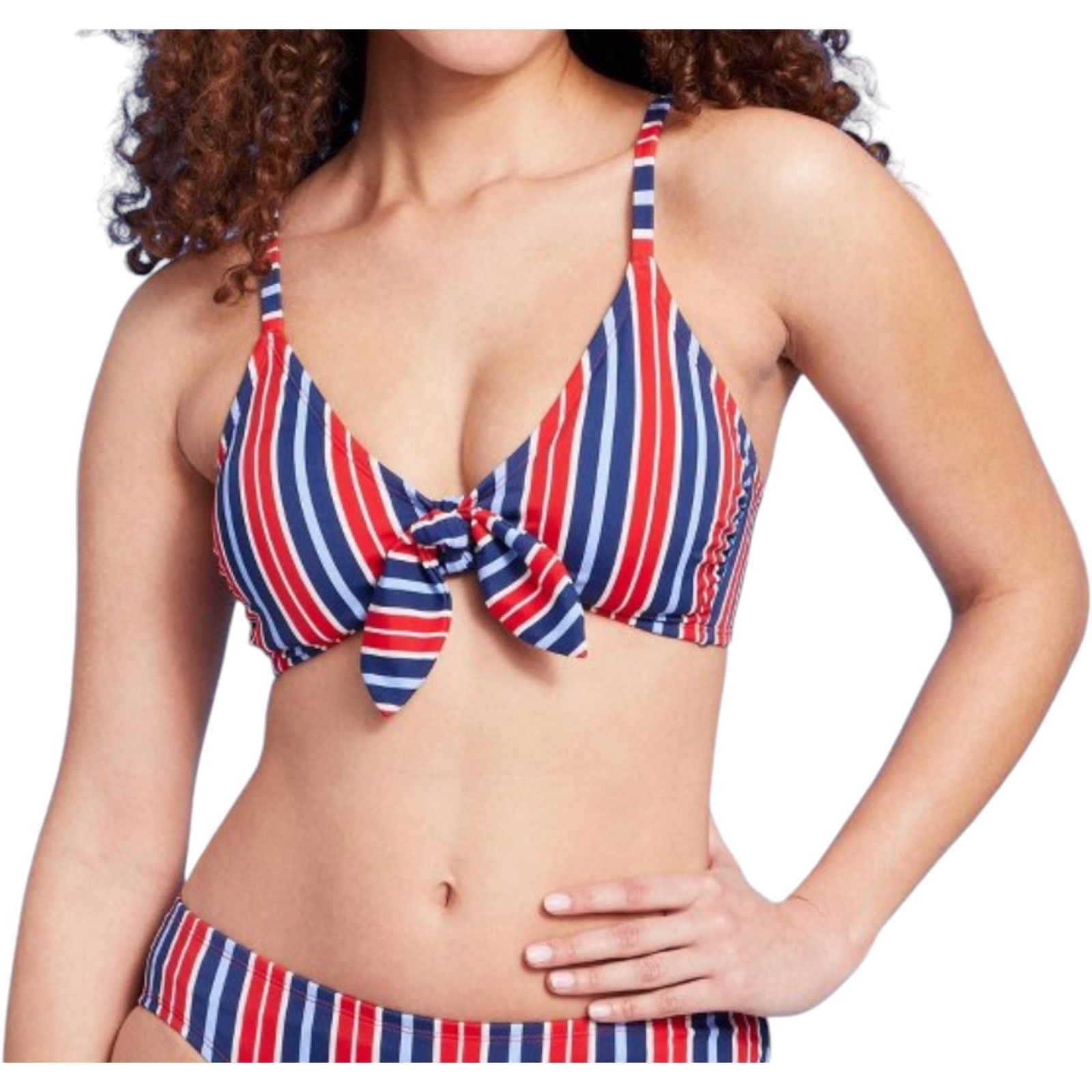 Other Kona Sol - Women's Striped Tie-Front Bralette Bikini Top - M Size ONE SIZE - 1 Thumbnail