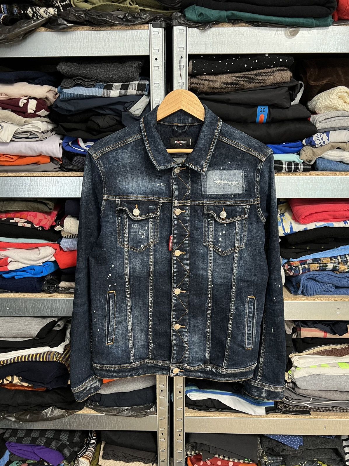 Dsquared2 Dsquared2 Mens Denim Jeans Jacket Back Logo Sz 46 Distressed Size US S / EU 44-46 / 1 - 2 Thumbnail