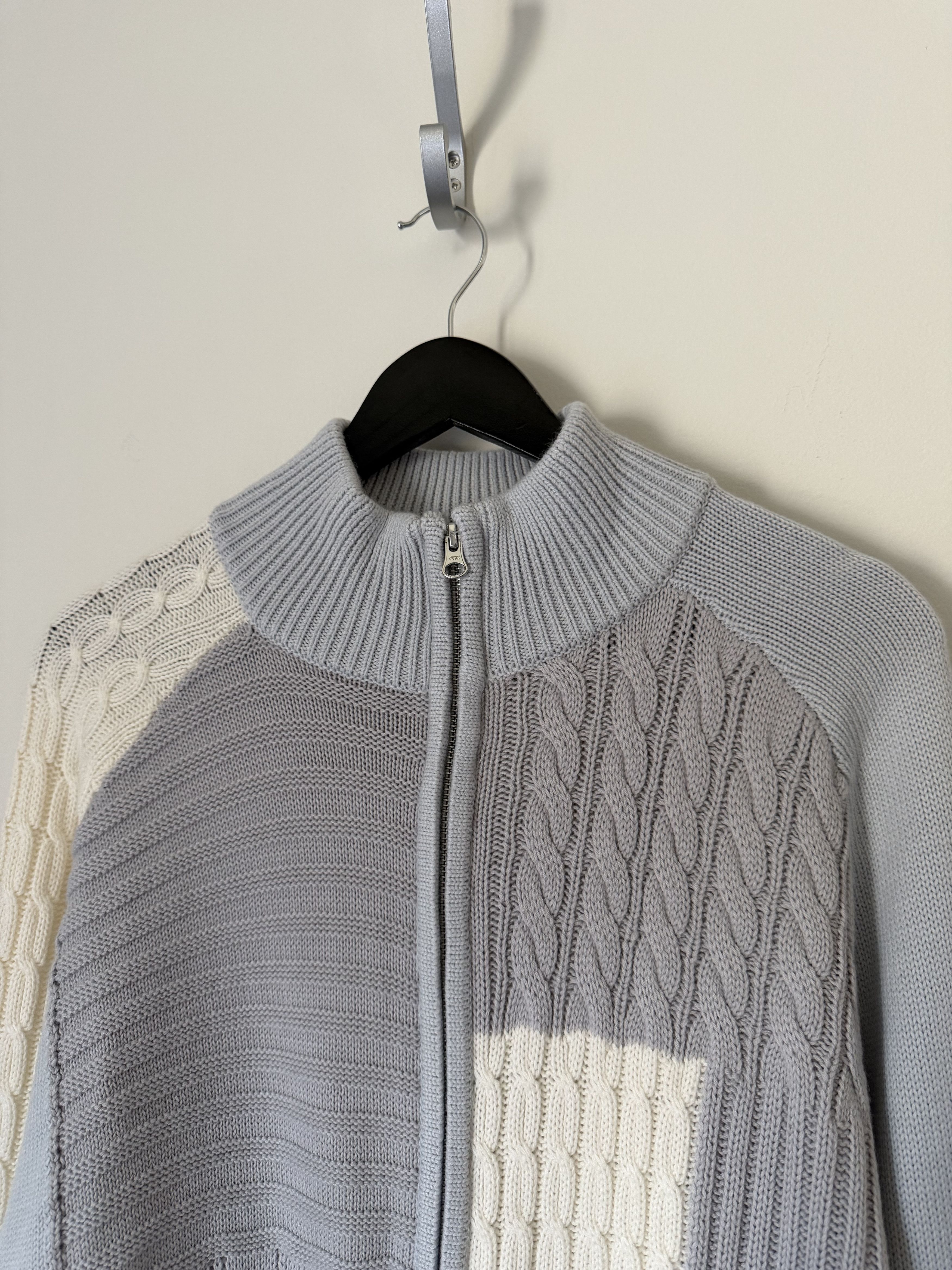 Palace Palace Patchwork Zip Knit Cardigan in White Gray Size US L / EU 52-54 / 3 - 2 Thumbnail