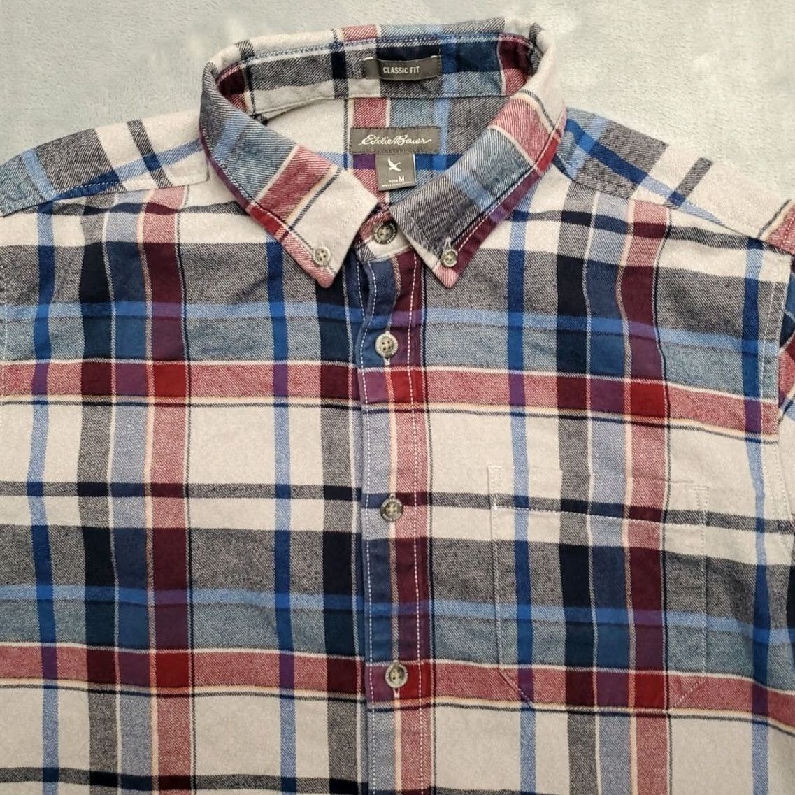 Eddie Bauer Eddie Bauer Shirt Mens M Blue Plaid 100% Cotton Flannel Outdoor Cabin Woods Shirt Size US M / EU 48-50 / 2 - 3 Thumbnail