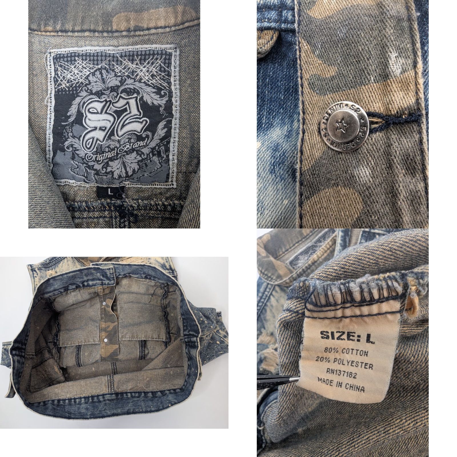 Vintage S2 Legend Vest Size L Denim Blue Distressed Biker Moto Grunge Trucker Rockabilly Men VEST Size US 33 - 8 Thumbnail