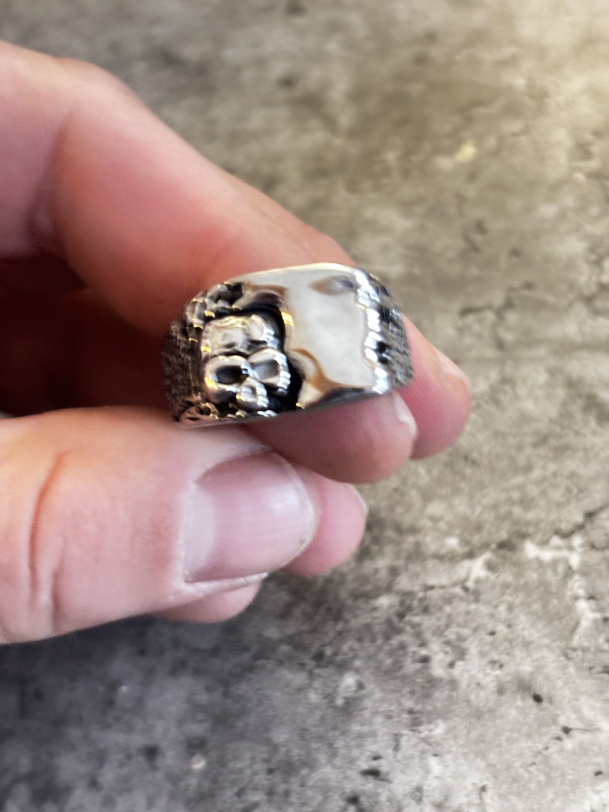 Vintage memento mori size 12 skull ring - stainless steel. Size ONE SIZE - 1 Thumbnail