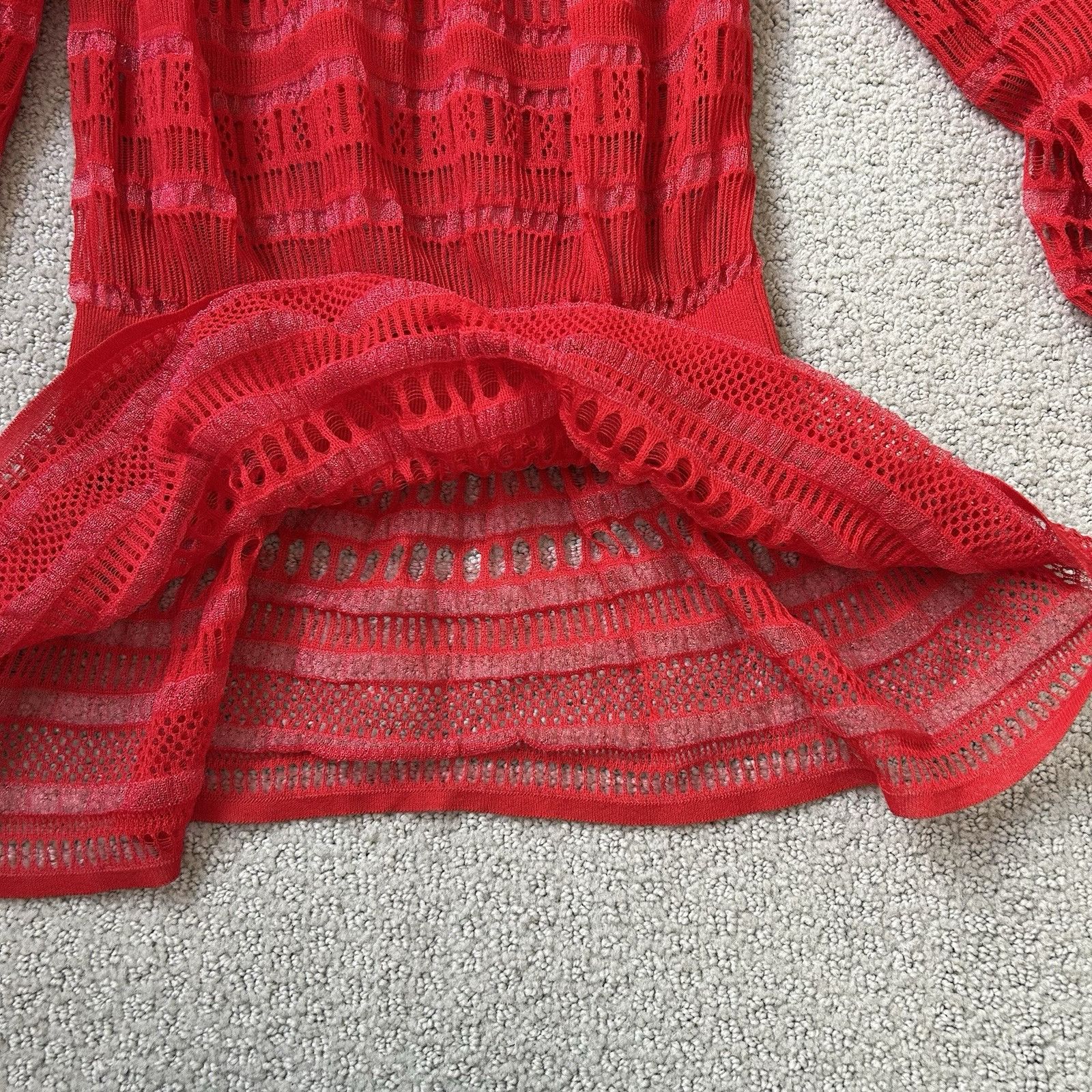 Alexander McQueen Alexander McQueen Vintage 90s Red Off The Shoulder Sheer Lac Size S / US 4 / IT 40 - 9 Thumbnail