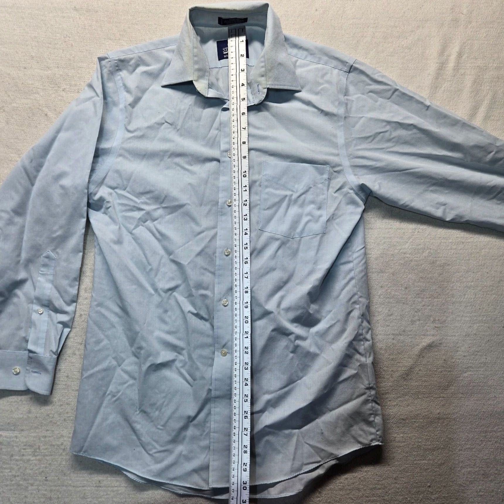 Stafford Stafford Shirt Dress Shirt 15 Blue Button Up Long Sleeve Collared Cotton Blend Men’s 15 Adult Regular Men’s 15 Size 40R - 6 Thumbnail