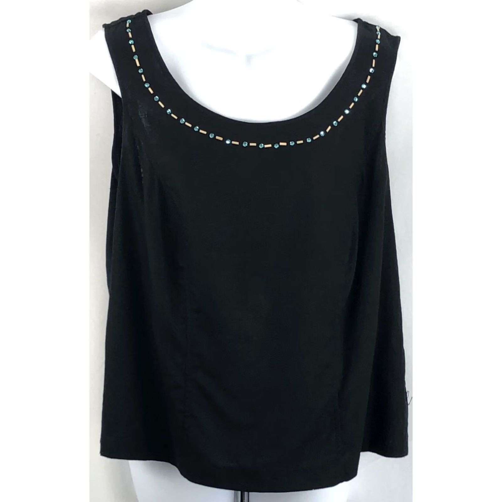 Vintage VINTAGE Dressbarn Linen Sleeveless Tank Top 14W Beaded Slits Boho Southwestern Hippie Beach Casual Summer Spring Fall Womens Size XL / US 12-14 / IT 48-50 - 5 Thumbnail