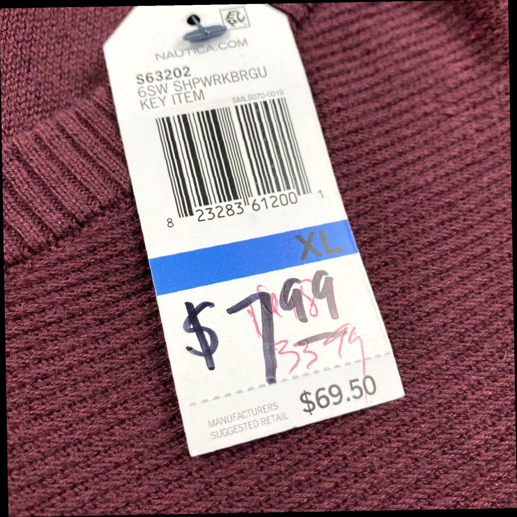 Nautica NAUTICA MENS PIMA COTTON BLEND V-NECK SWEATER XL Maroon NEW WITH TAGS RETAIL $69 Size US XL / EU 56 / 4 - 6 Thumbnail