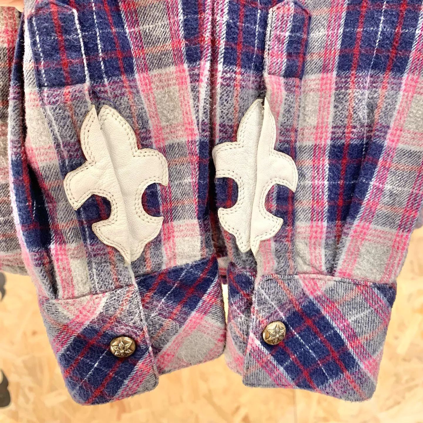 Chrome Hearts Chrome Hearts Purple Plaid Leather Cuff M Jacket Size M / US 6-8 / IT 42-44 - 8 Thumbnail