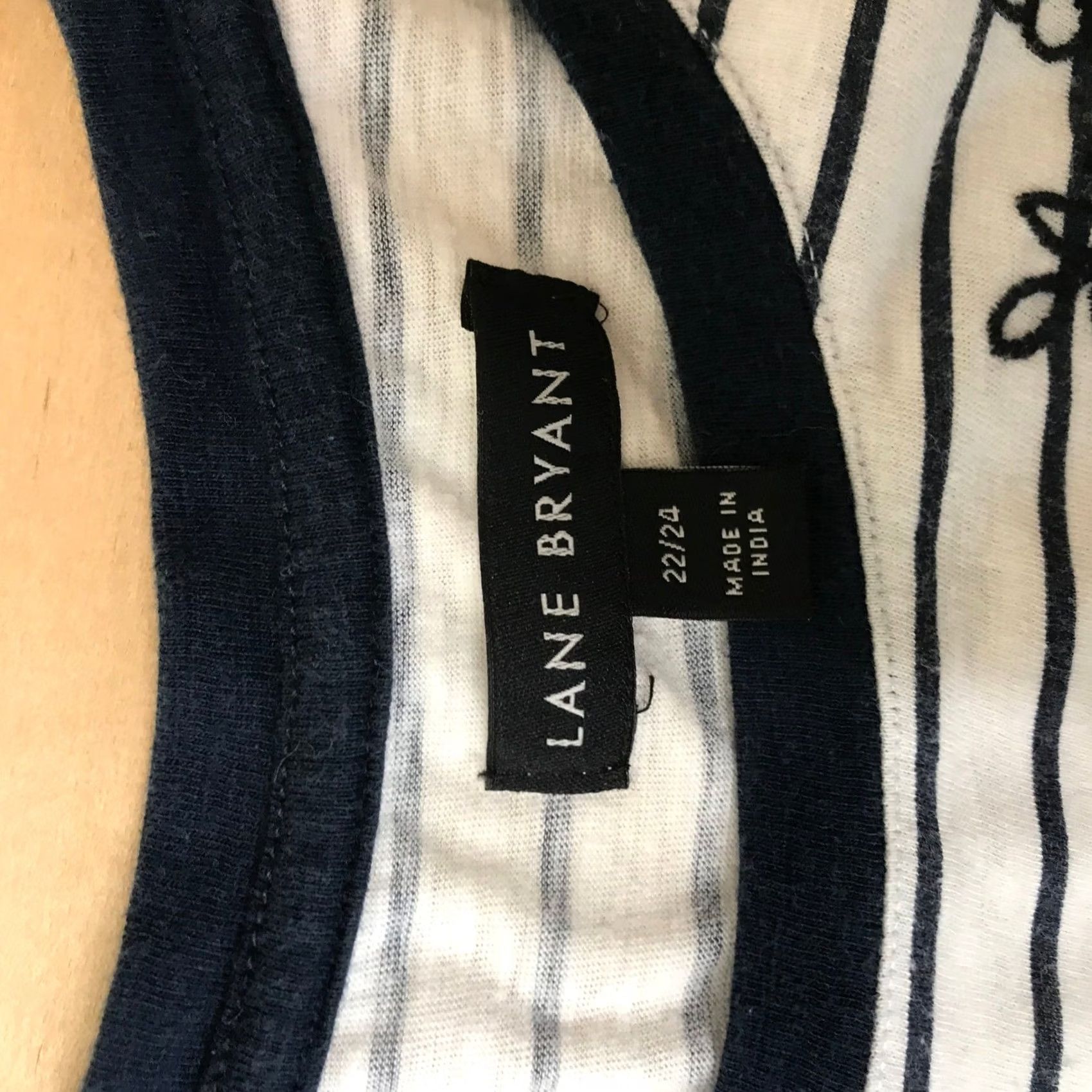 Vintage Lane Bryant Plus Size Tunic Top - Navy White Stripes Floral Embroidery - Womens Shirt Size 3XL / US 20-22 - 7 Thumbnail