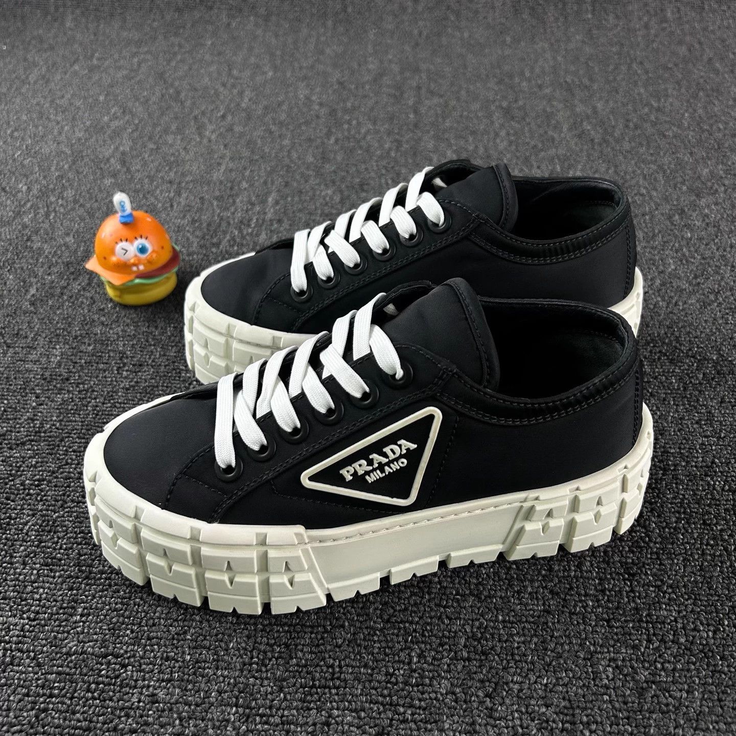 Prada Prada Black Biscuit Platform 35 Triangle Logo Pre-owned Size US 4 / IT 34 - 1 Thumbnail