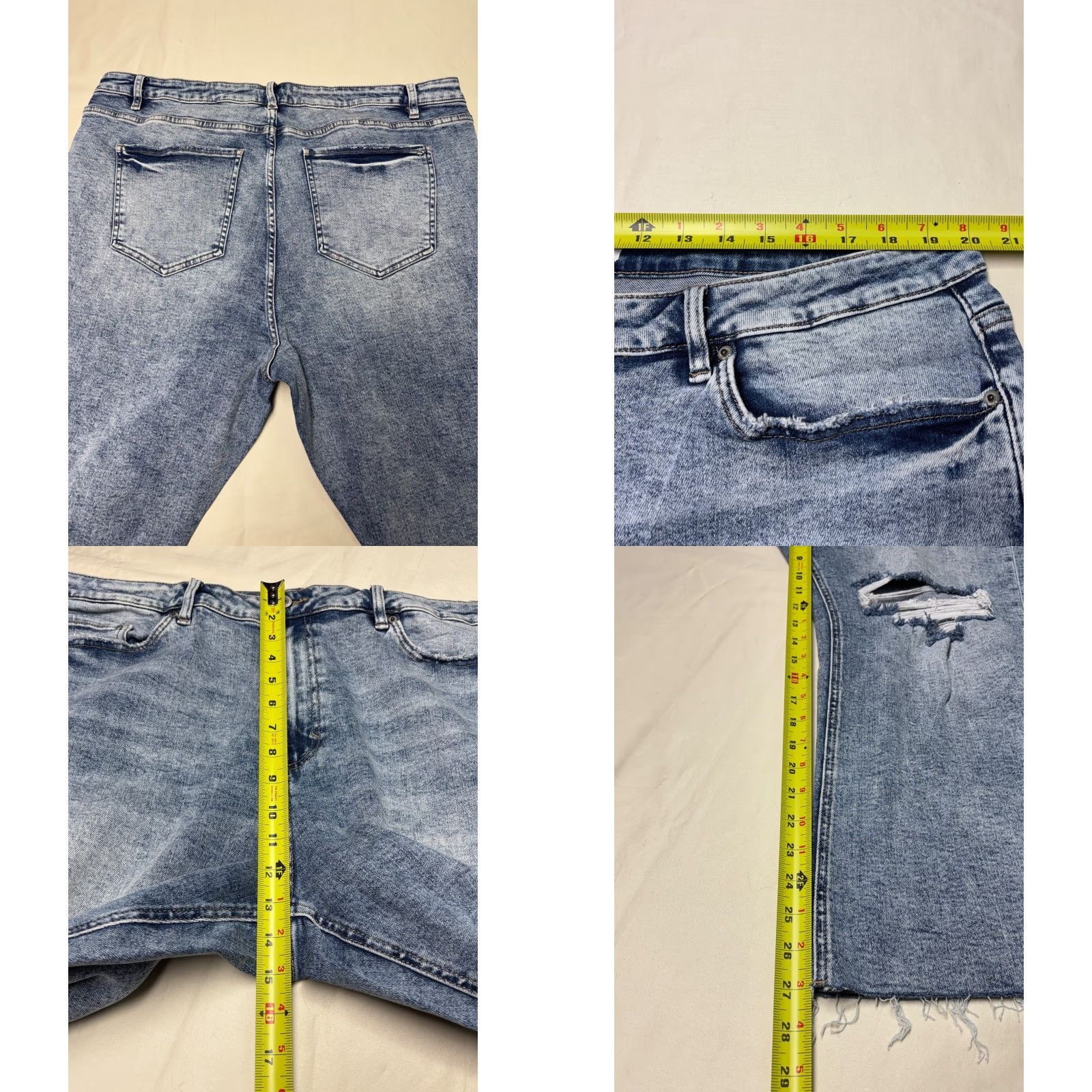 Denime Mica Denim Jeans Flared Women 20W Plus Acid Wash Distressed Raw Hem 5-Pocket DenimCotton Polyester Spandex Zip Mid Rise Blue Vintage No Size 42" / US 20 - 8 Thumbnail