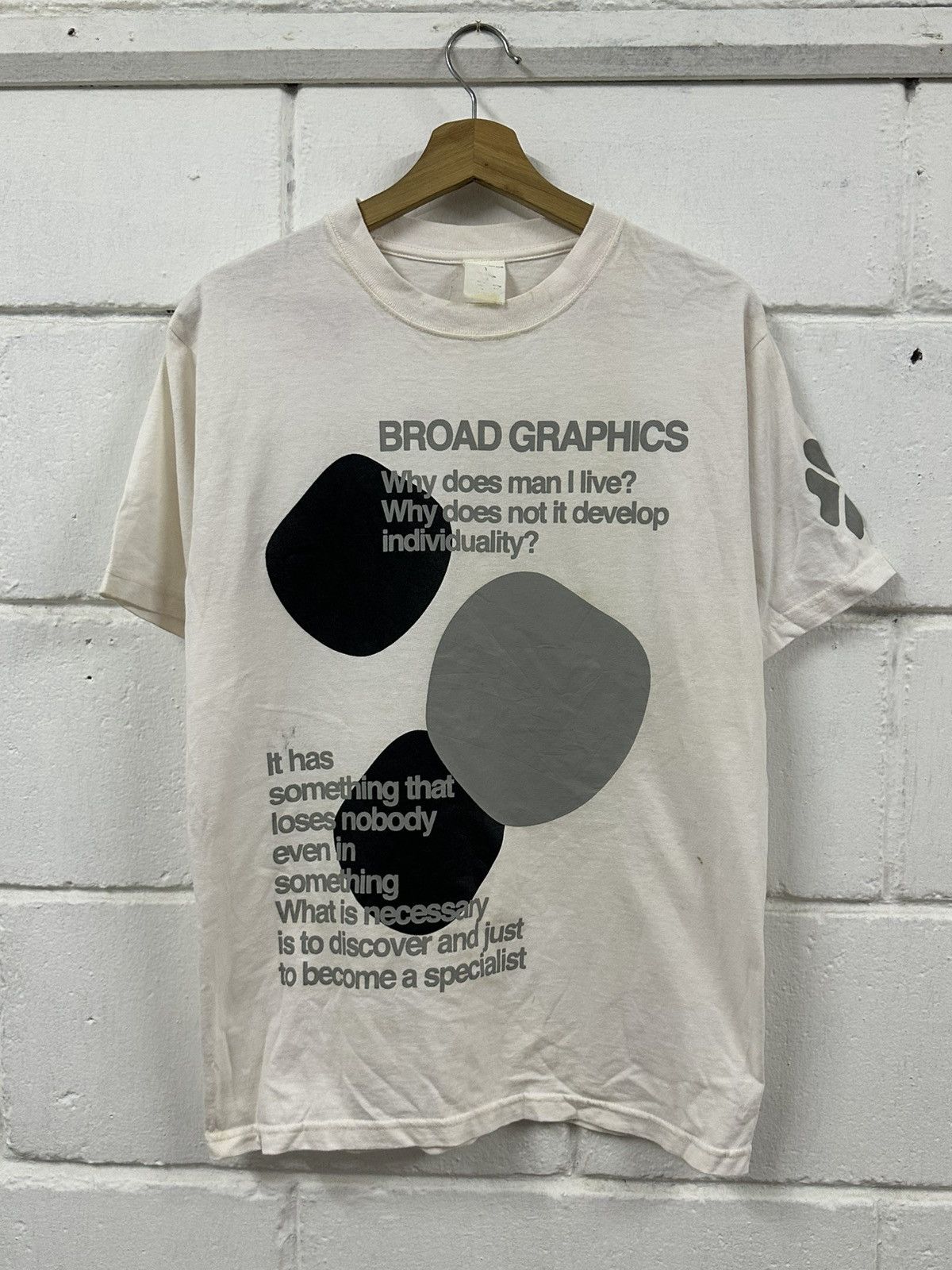 Designer Vintage 1990 Broad Graphics “Why Does Man Alive” T-Shirt Size US M / EU 48-50 / 2 - 5 Thumbnail
