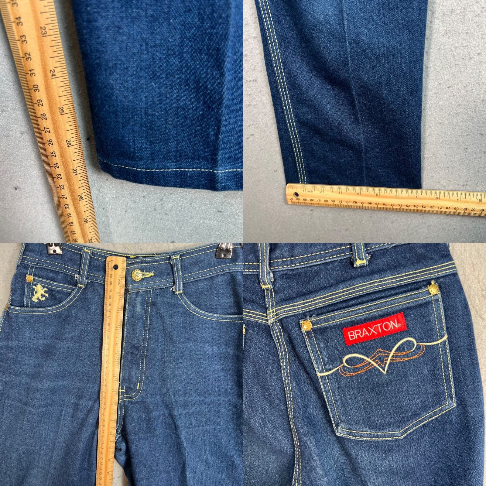Denime Branton Stretch Jeans Womens Size 10 Dark Wash Denim Cowgirl Straight Leg Size 32" / US 10 / IT 46 - 8 Thumbnail