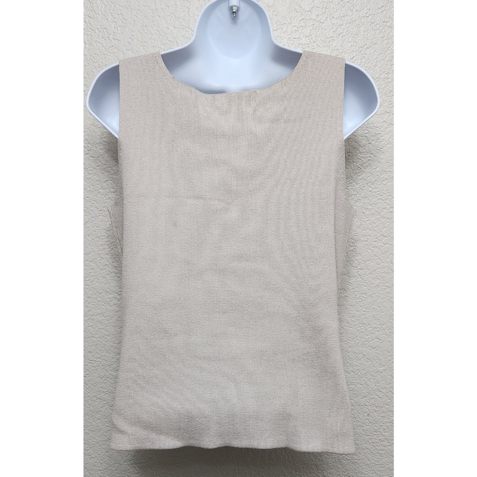 Other Hampshire Studio Beige Tan Square Neck Tank Top PM Stretch Size M / US 6-8 / IT 42-44 - 2 Thumbnail