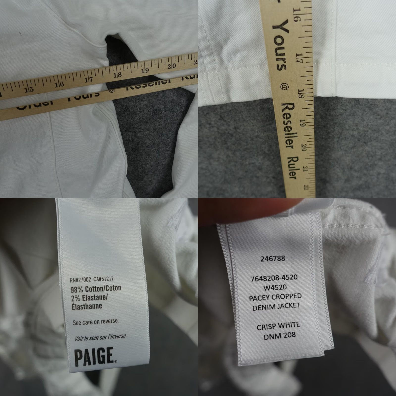 Paige Paige Jacket Womens Medium White Pacey Cropped Denim Button Front Short Trucker Size 32" / US 10 / IT 46 - 10 Thumbnail