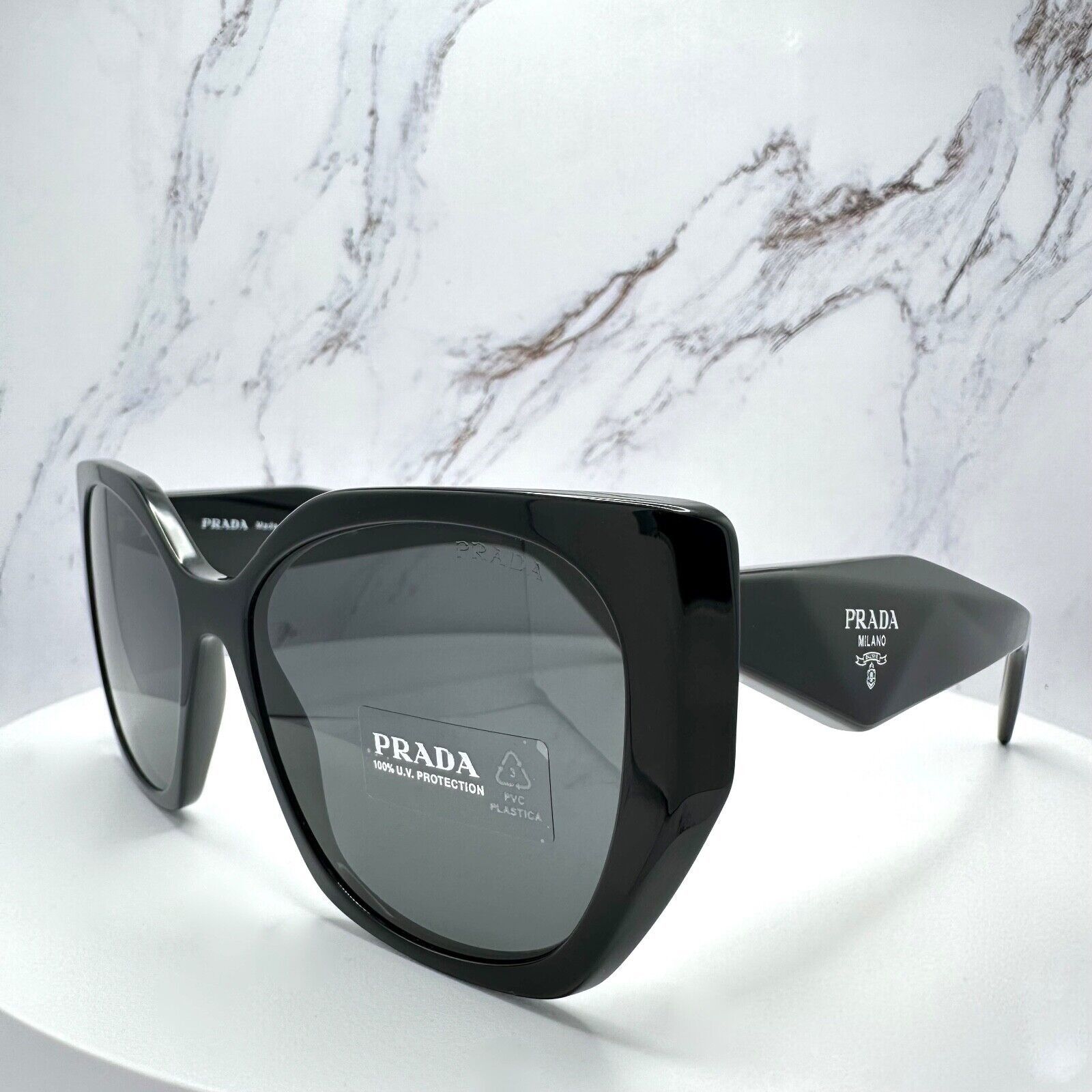 Prada New PRADA Sunglasses Black Symbole 100% Authentic Cat Eye Size ONE SIZE - 12 Thumbnail