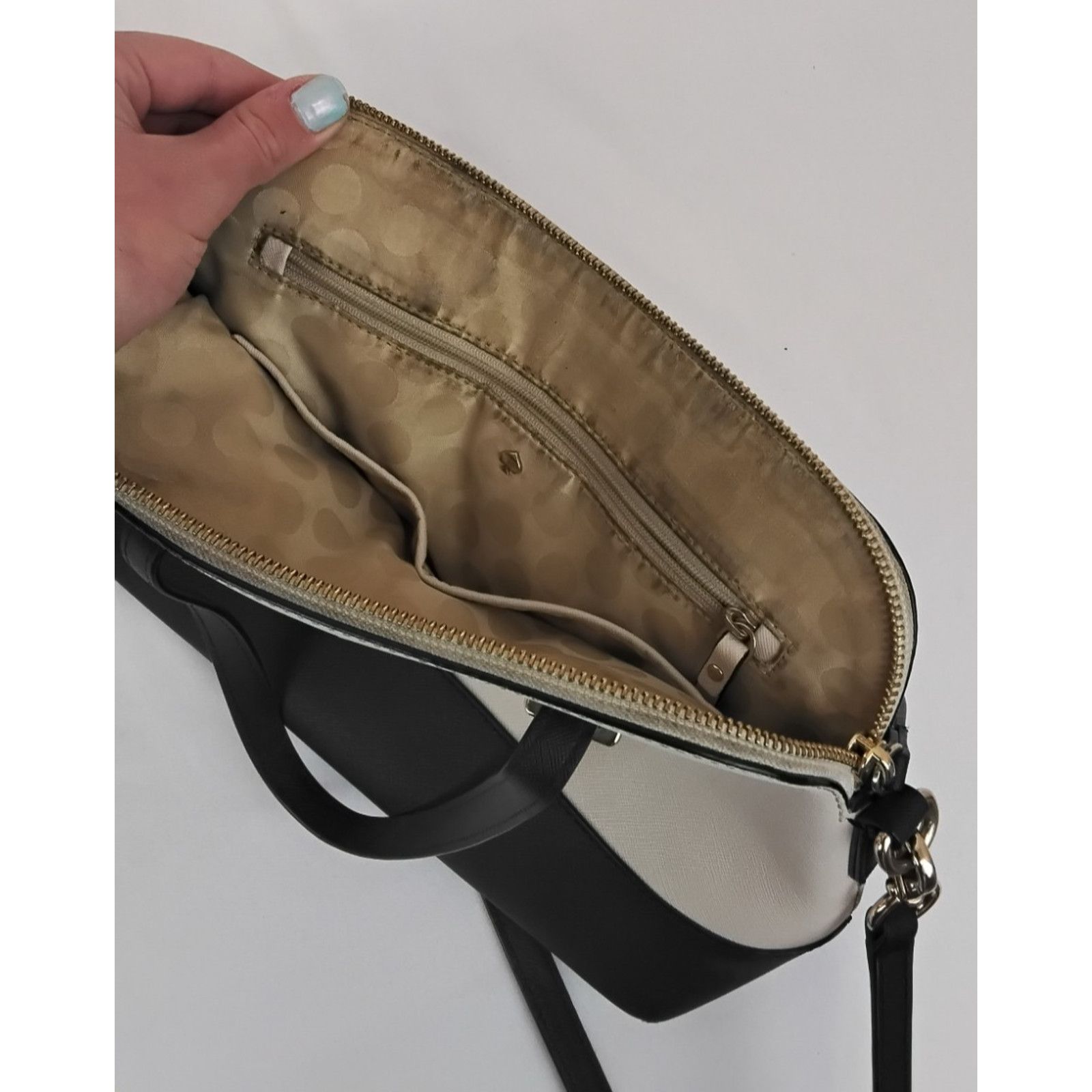 Kate Spade Kate Spade Convertible Satchel Handbag Purse Black/White Size ONE SIZE - 7 Thumbnail