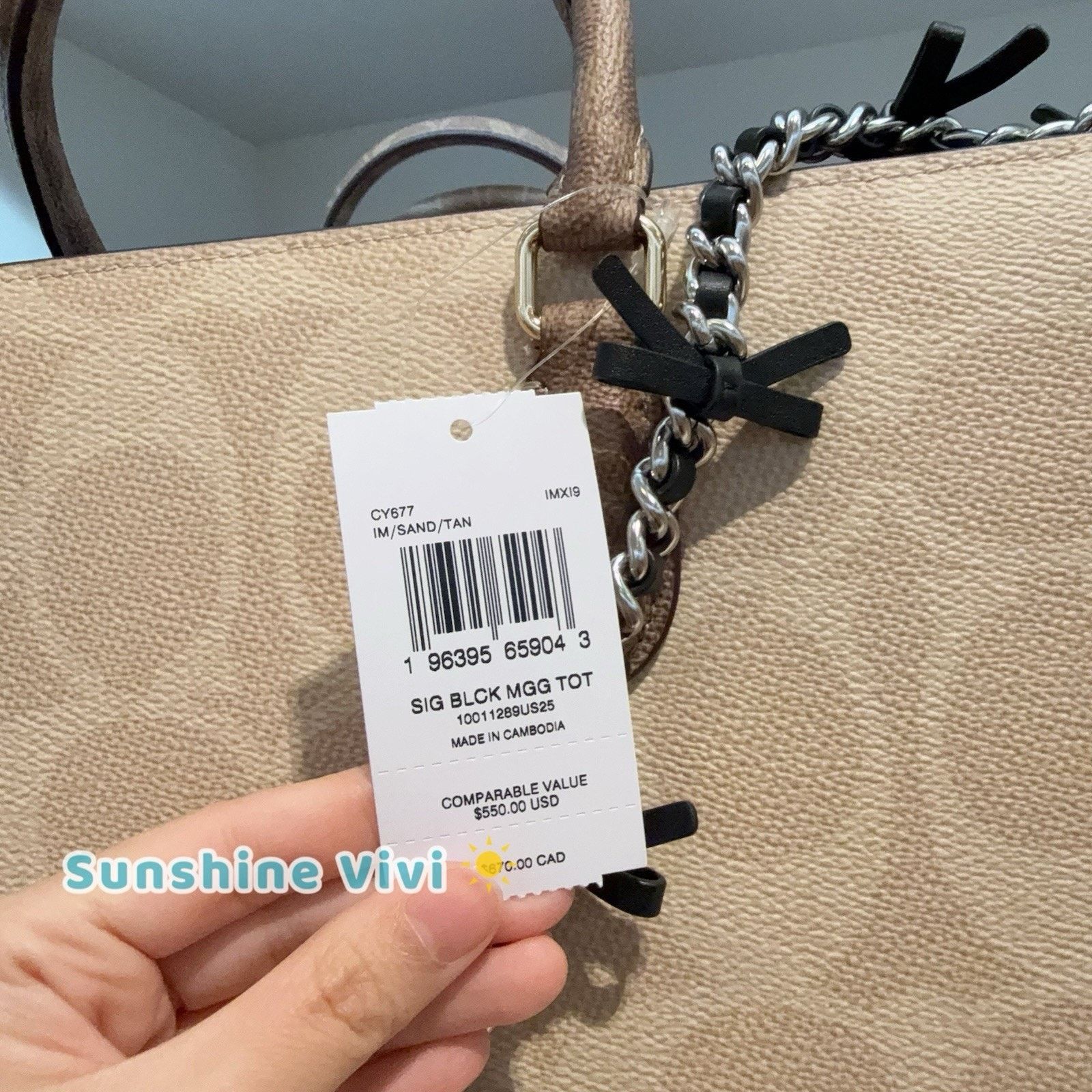 Coach NWT Bundle Coach Chain Strap Bows cy260 & CY677 Large Maggie Size ONE SIZE - 9 Thumbnail