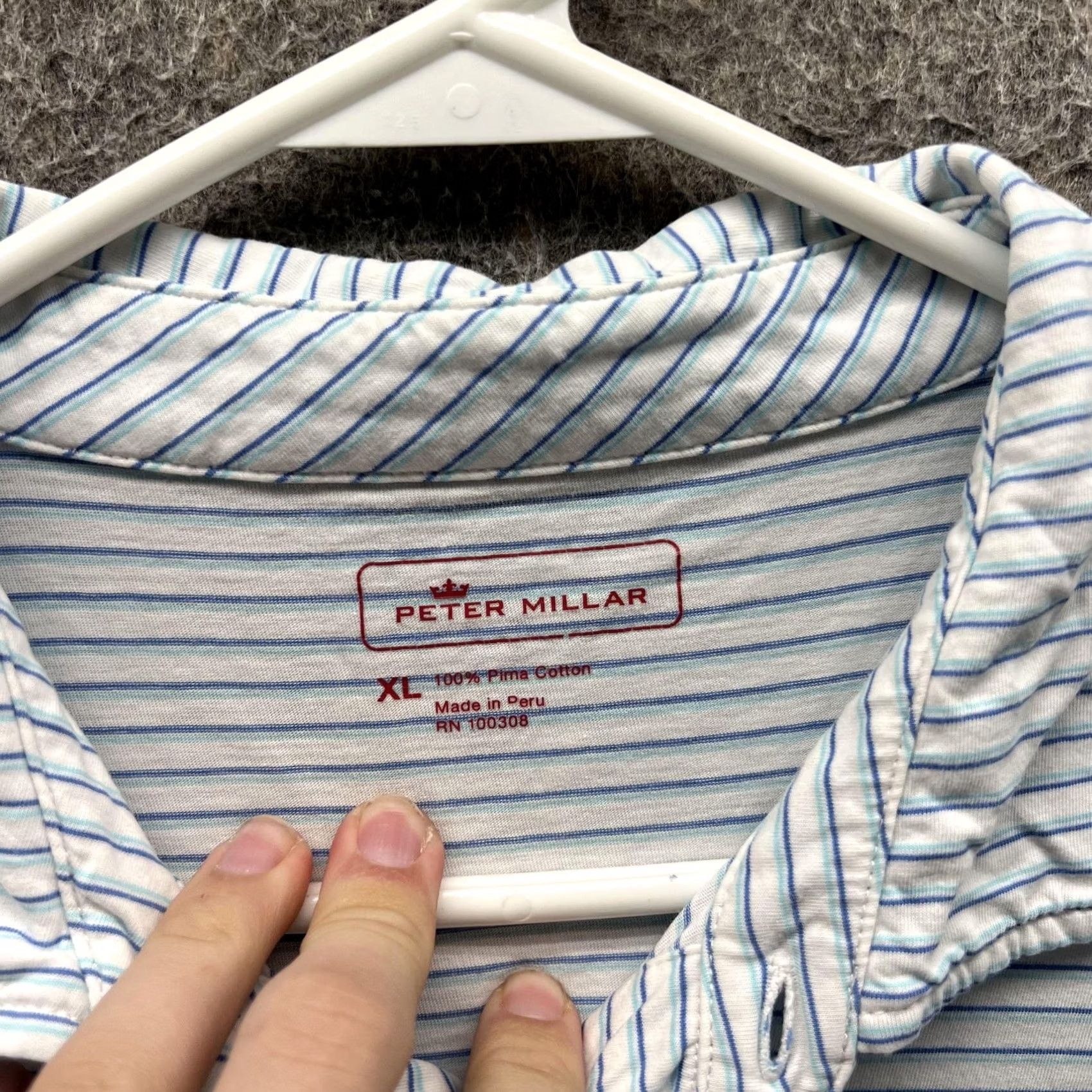 Peter Millar Peter Millar Polo Shirt Mens XL Blue Stripe Pima Cotton Casual Short Sleeve Size US XL / EU 56 / 4 - 2 Thumbnail