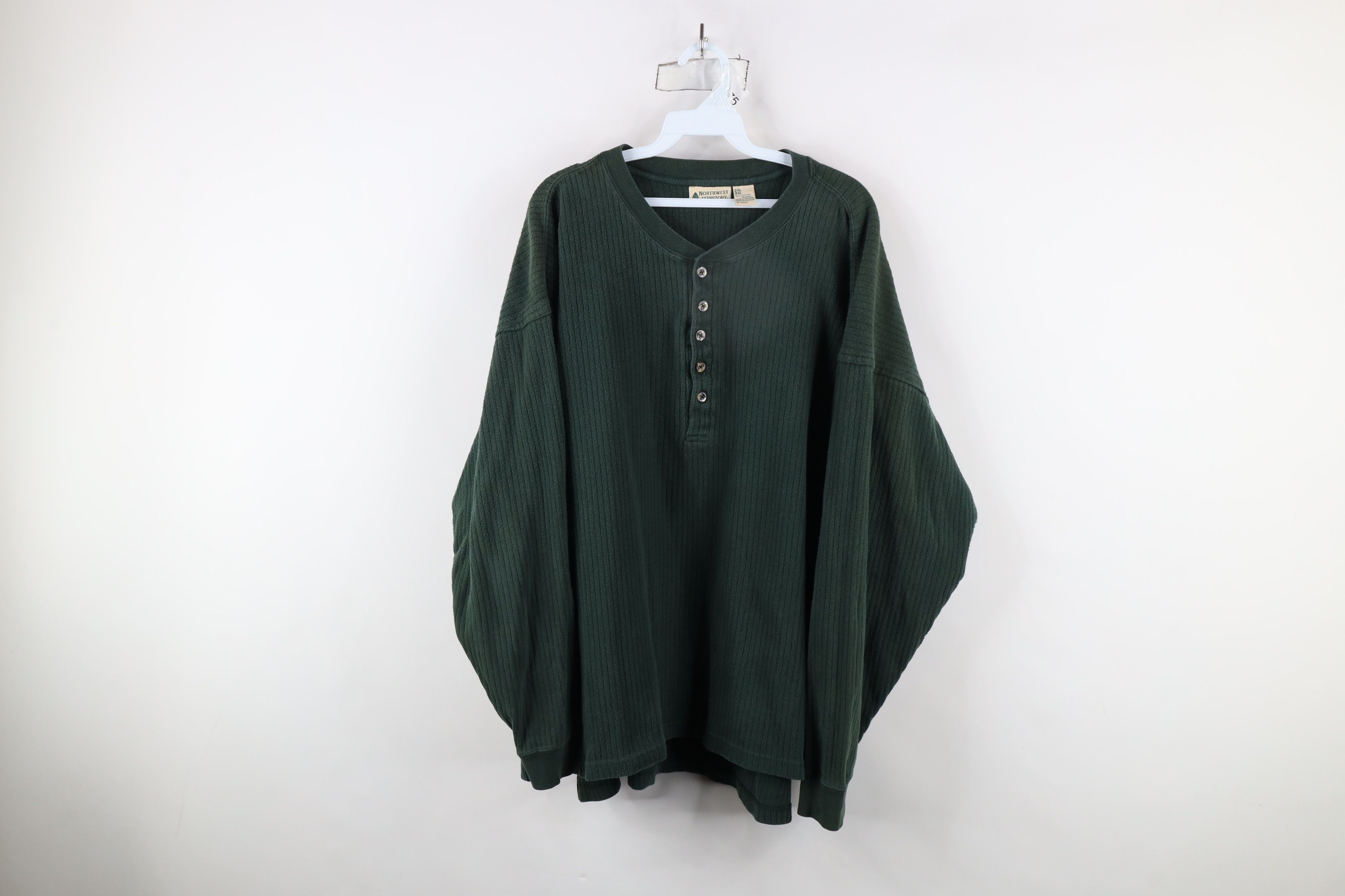 Vintage Vintage 90s Streetwear Ribbed Long Sleeve Henley T-Shirt Size US XXL / EU 58 / 5 - 1 Thumbnail