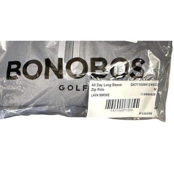 Bonobos Bonobos Mens Gray Quarter Zip Long Sleeve Collared Golf Polo Size US M / EU 48-50 / 2 - 5 Thumbnail