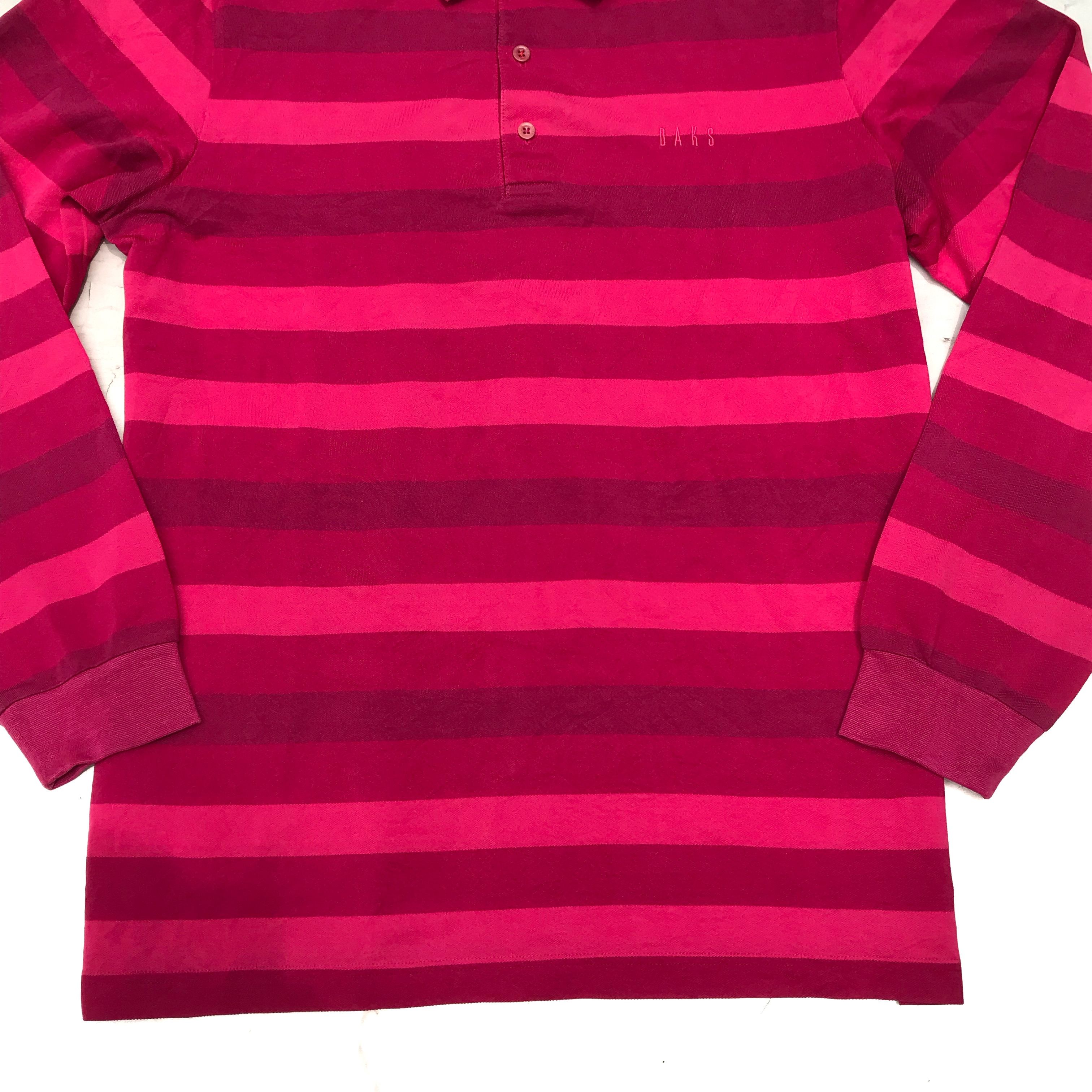 DAKS Daks London Polo Shirt Golf Long Sleeves Pink Cake stripes Size US L / EU 52-54 / 3 - 2 Thumbnail