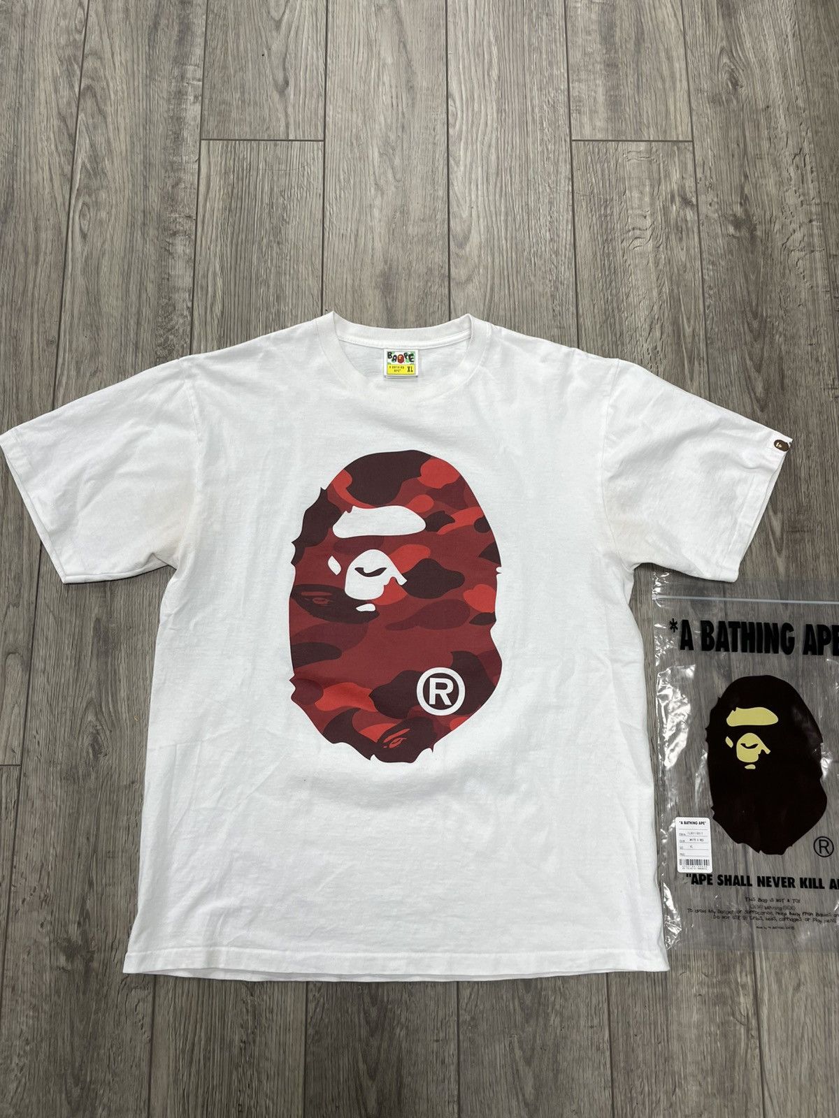 XL-Bape Red Camo Ape Head Tee