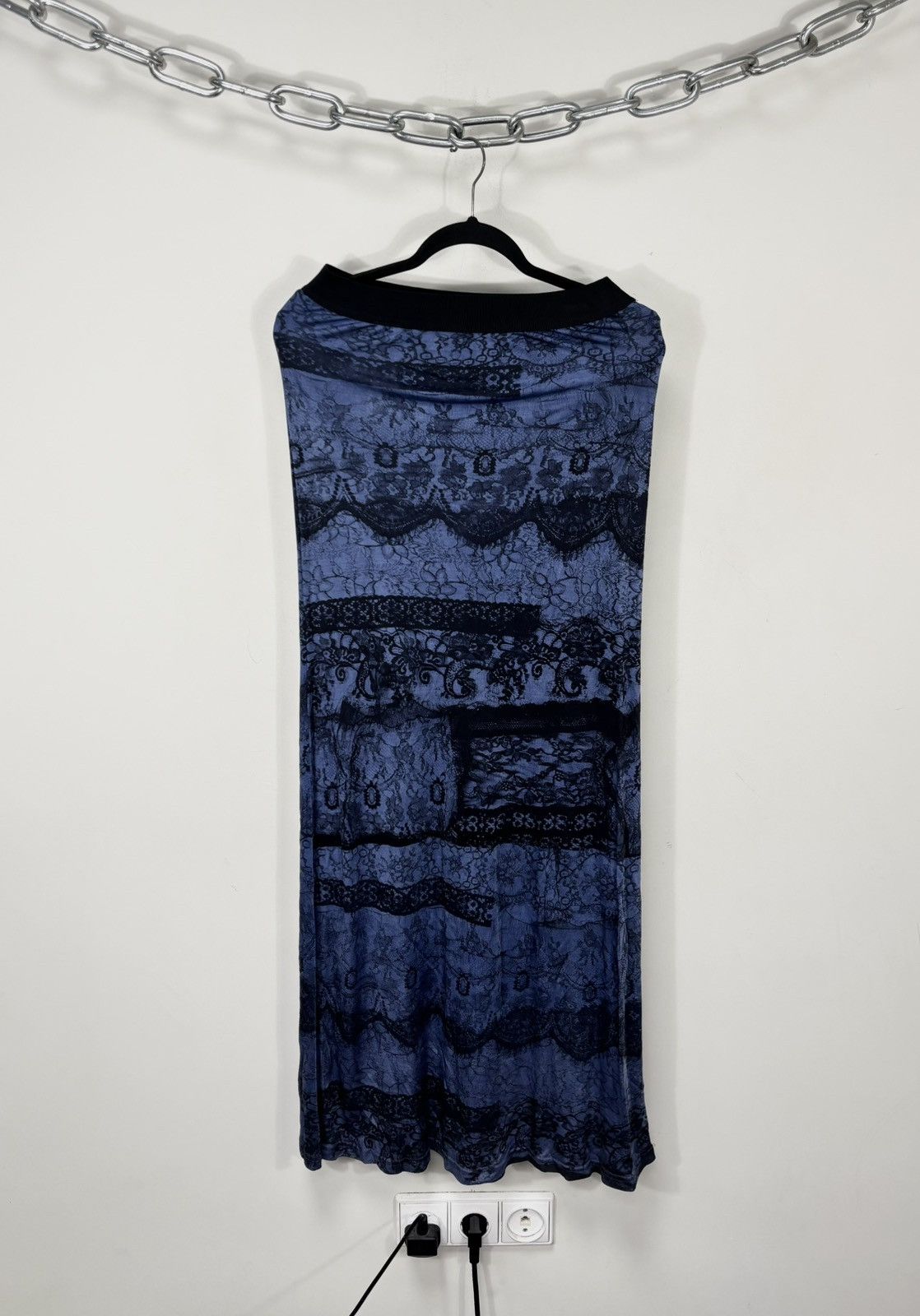 Diesel Diesel Laisy Women’s NWT Blue/Black Lace Print Maxi Skirt Size 30" / US 8 / IT 44 - 10 Thumbnail