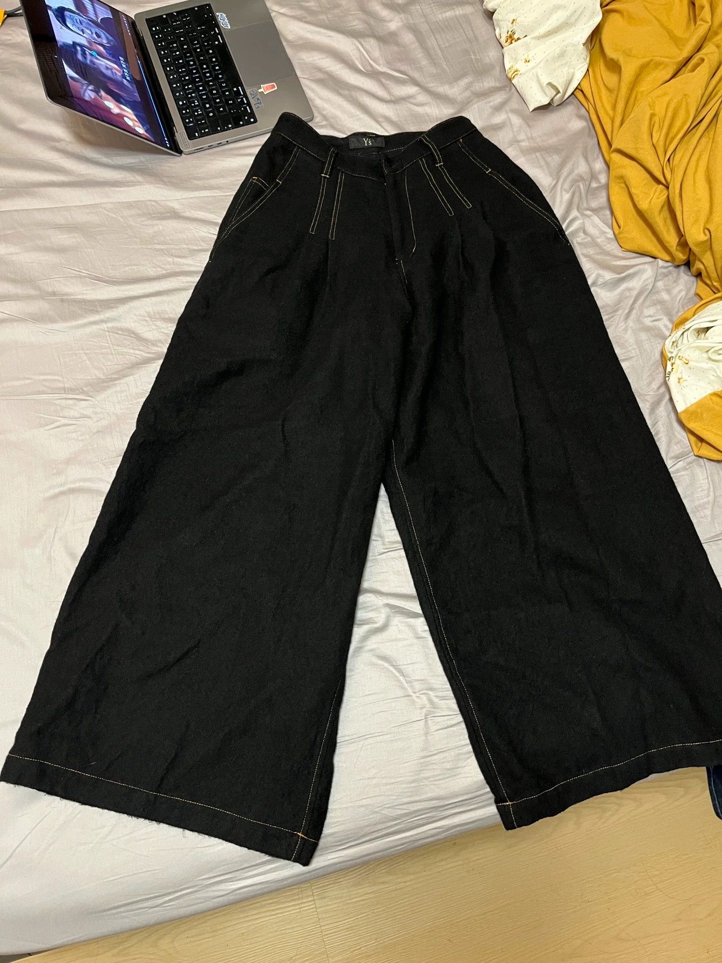 Yohji Yamamoto Yohji y's High-Waist Wide-Leg Wool Trousers Size 1 9/10 Size 26" / US 2 / IT 38 - 2 Thumbnail