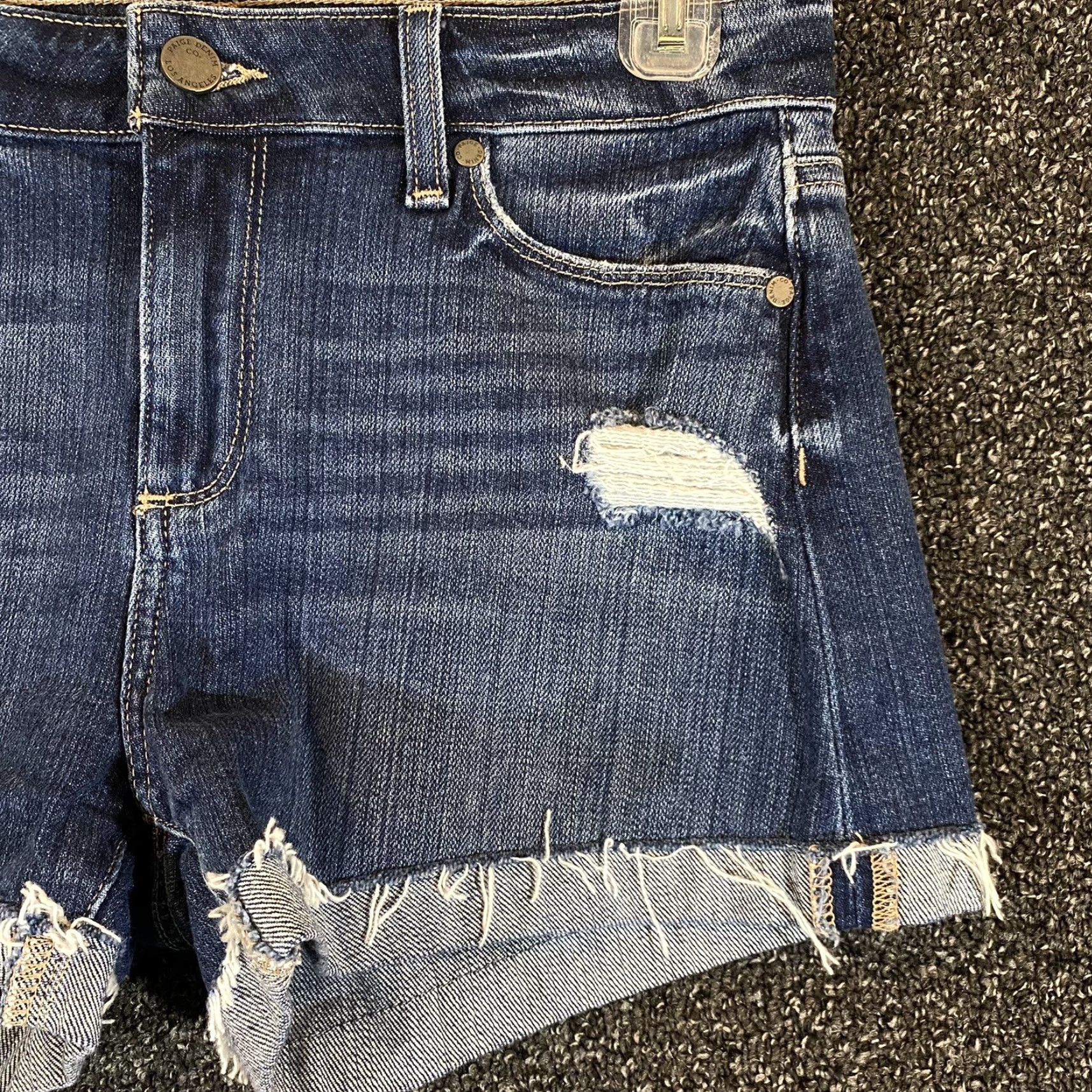 Paige Paige Shorts Womens 32 Blue Denim Jimmy Distressed Rolled Cuffs Summer Size 26" / US 2 / IT 38 - 3 Thumbnail